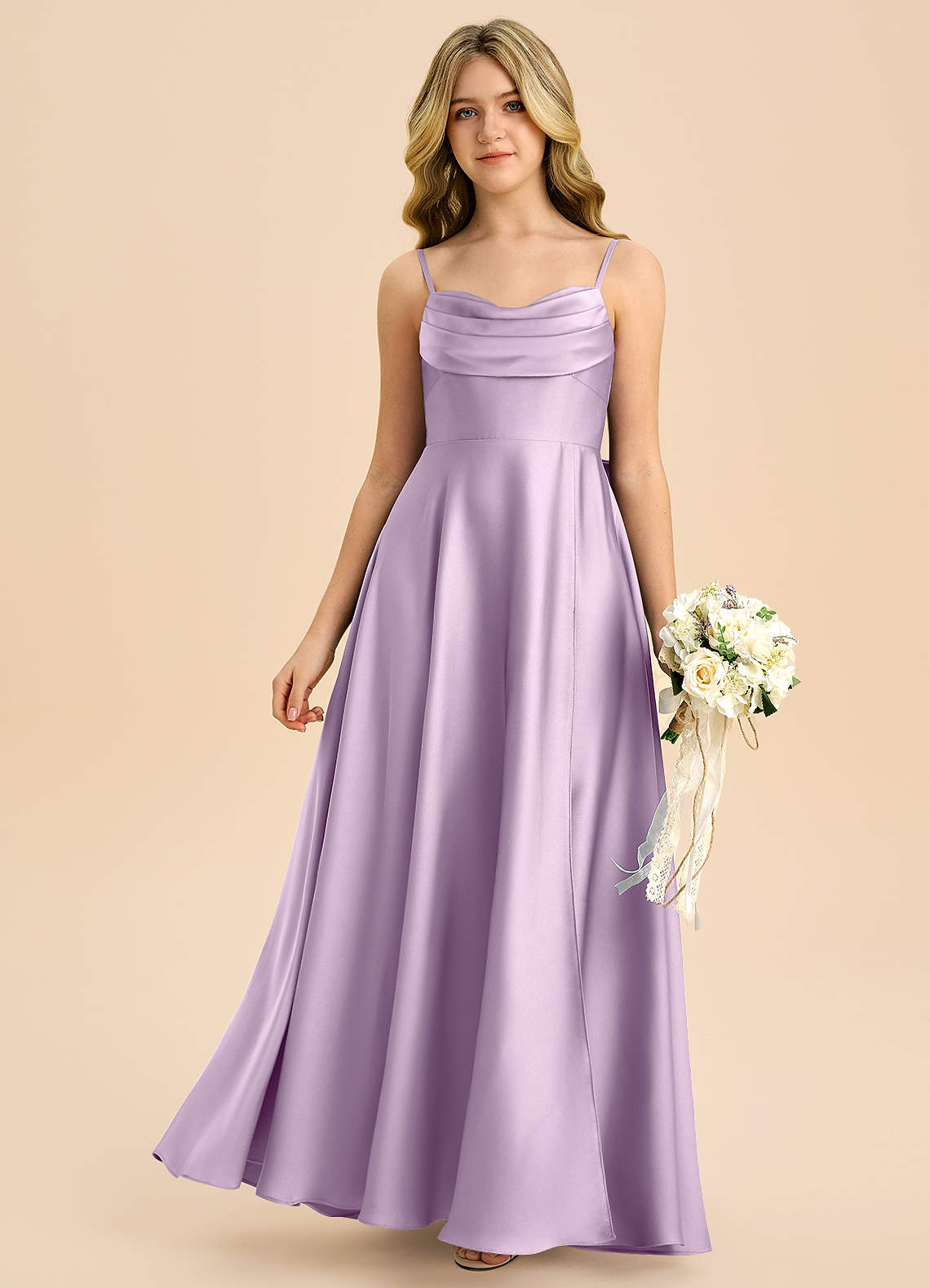 Azazie Bear Junior Ganache A-Line Sweetheart Neckline Stretch Satin Dress image2