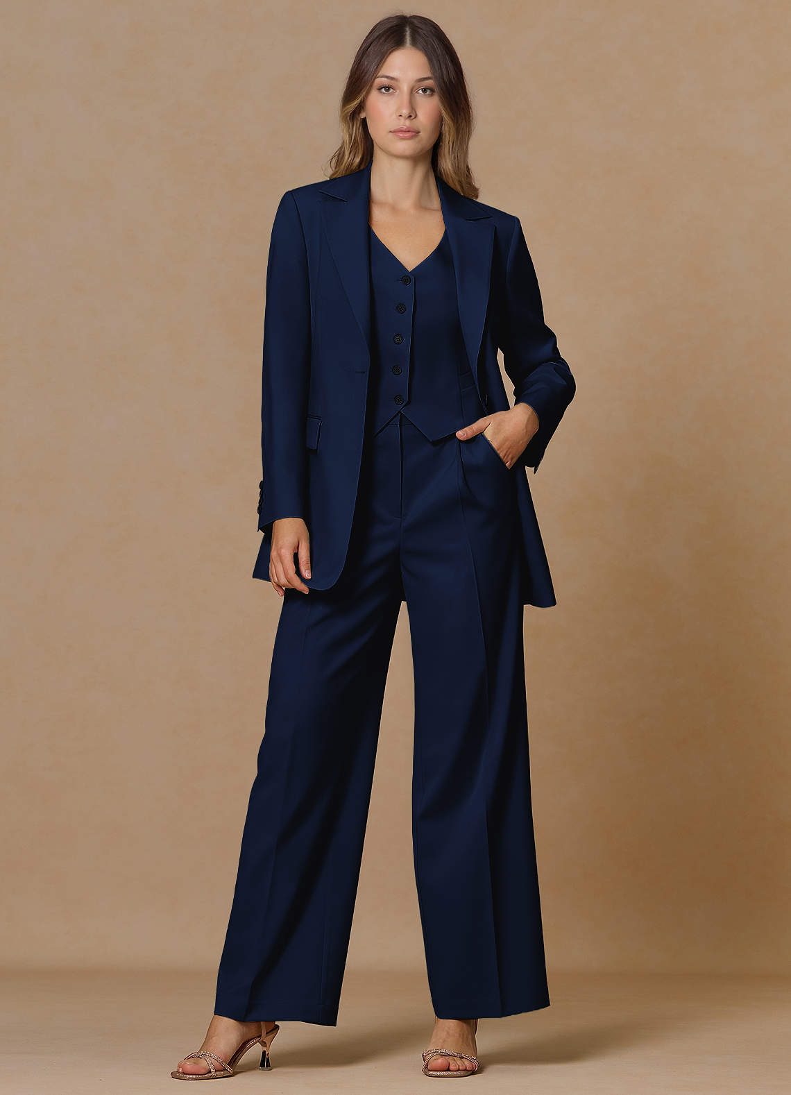 front Rowan Blue Refined Weave Performance blazer