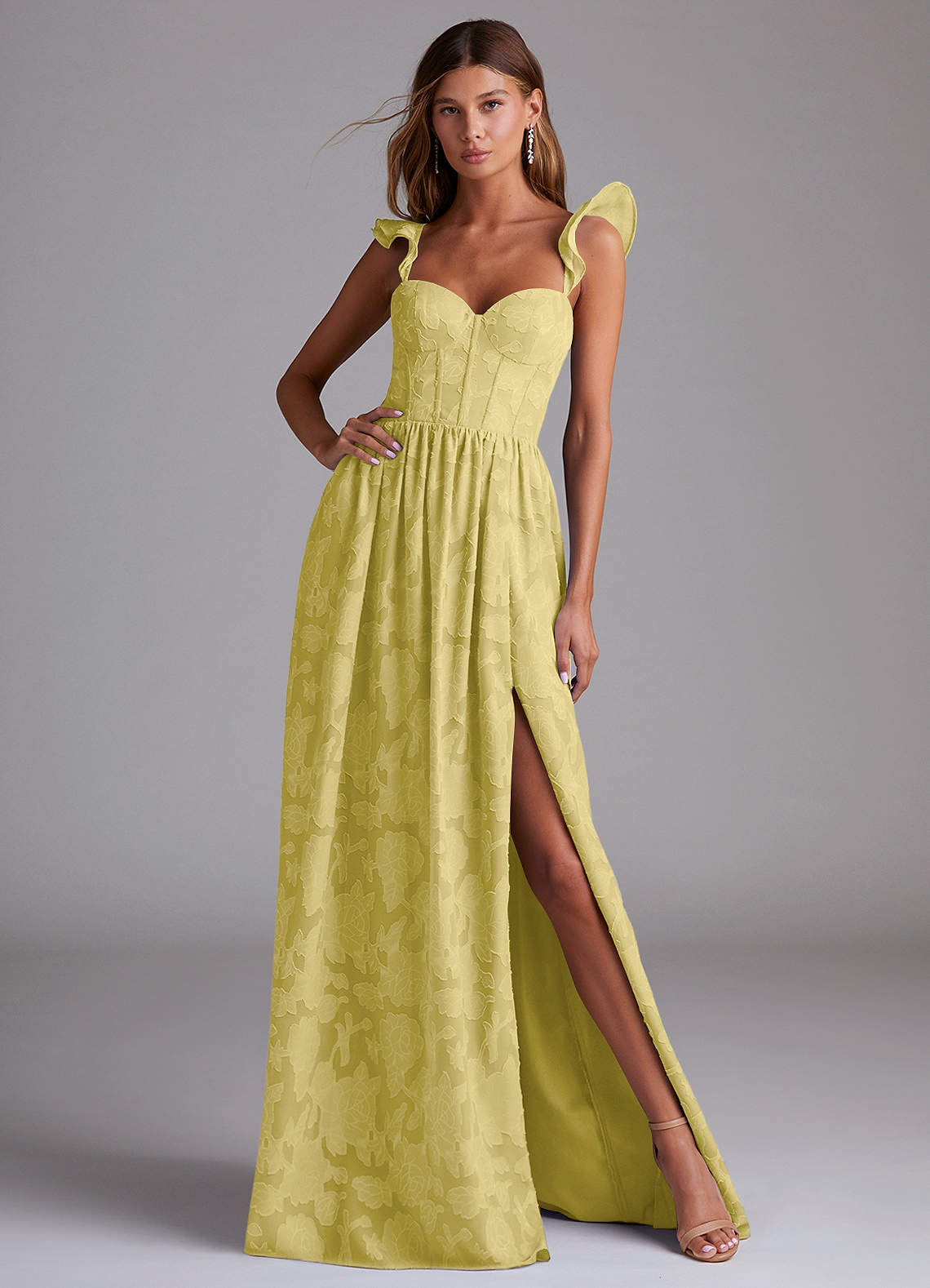 Azazie Denisse Canary Floral Burnout Bridesmaid Dresses | Azazie Azazie Denisse Canary Floral Burnout Bridesmaid Dresses | Azazie