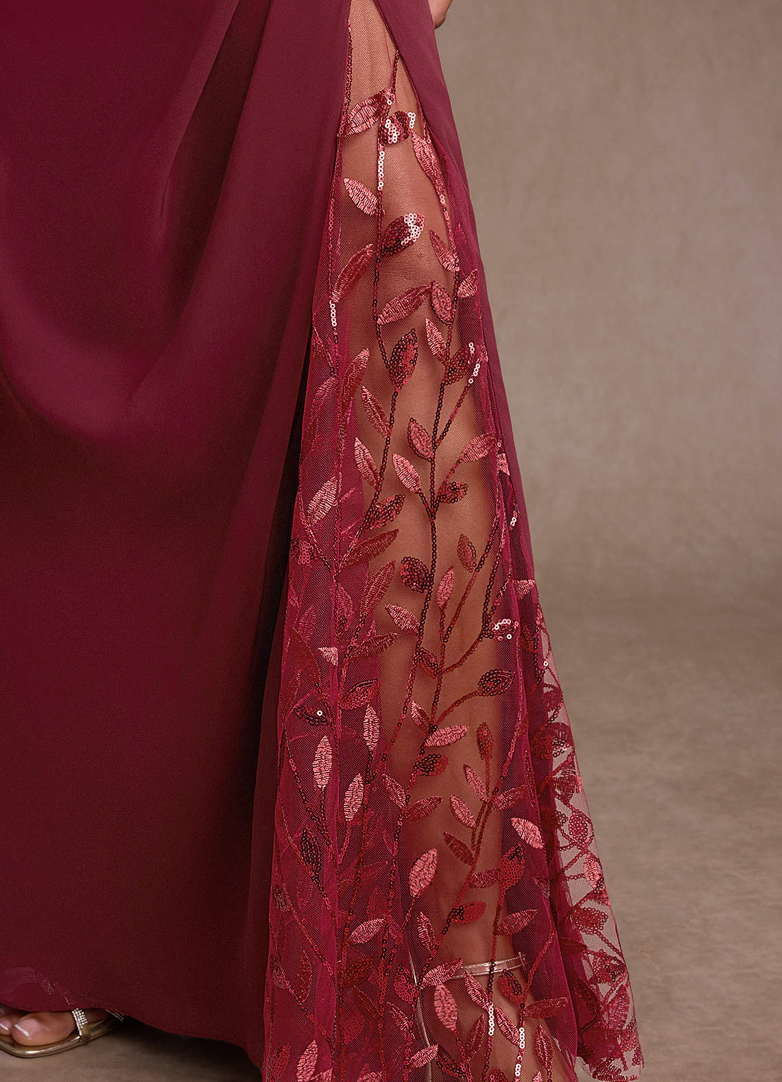 Azazie Betania Mère de la mariée Robes Robe Sirène en Mousseline de soie Paillettes Bourgogne image5