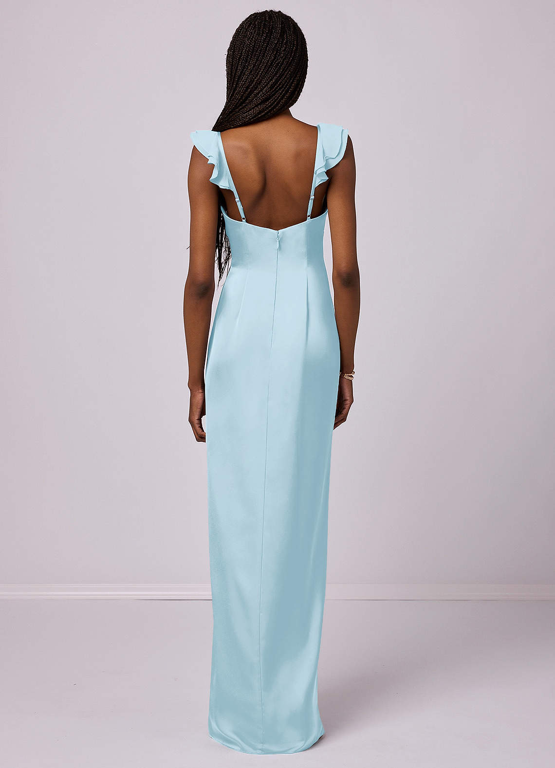 Barbie ♥ Azazie Bridesmaid Dresses Sheath Stretch Satin Floor-Length Dress image4