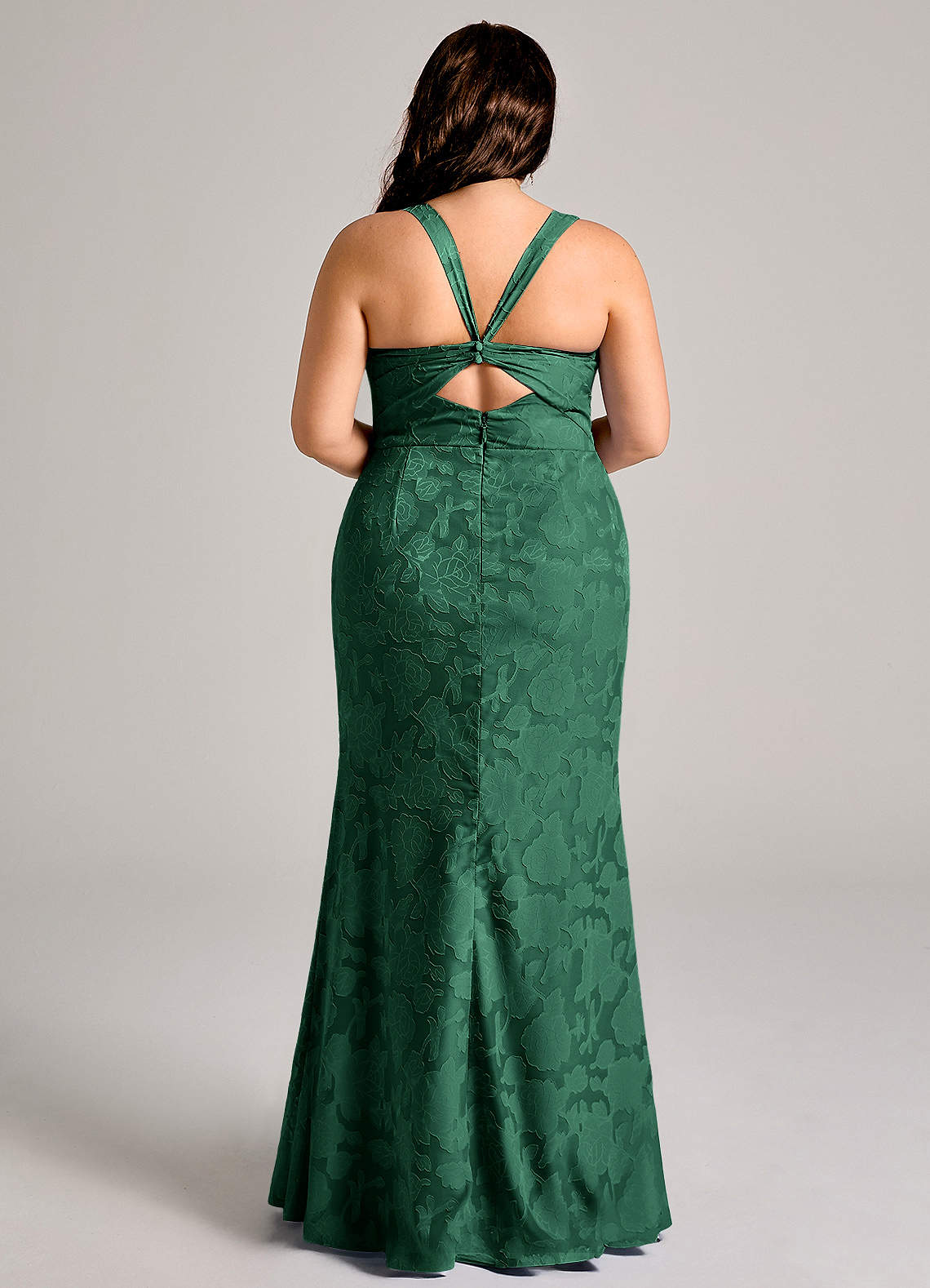Azazie Mero Bridesmaid Dresses Dark Green Sheath Pleated Floral Burnout Dress image7