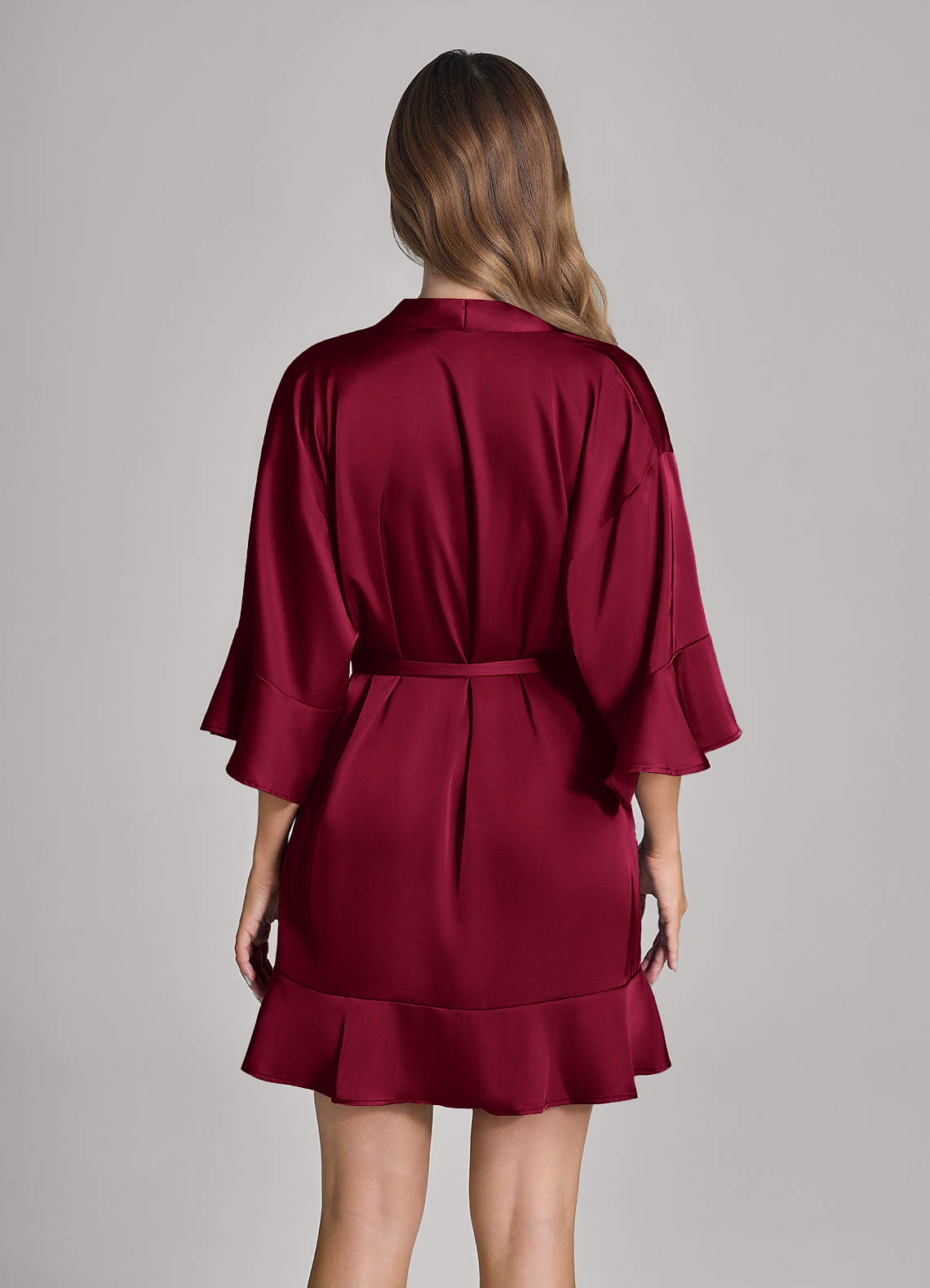 front Ruffled Satin Robe