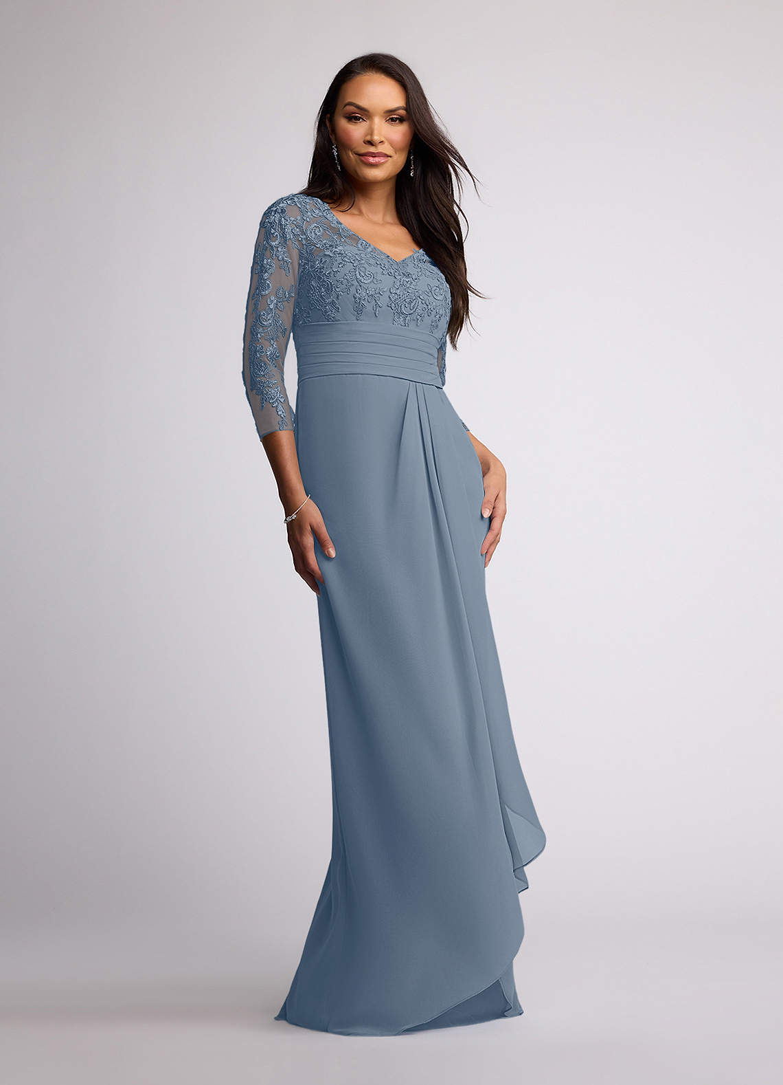Azazie Joan Mother of the Bride Dresses Twilight Sheath V-Neck Lace Chiffon Dress image1