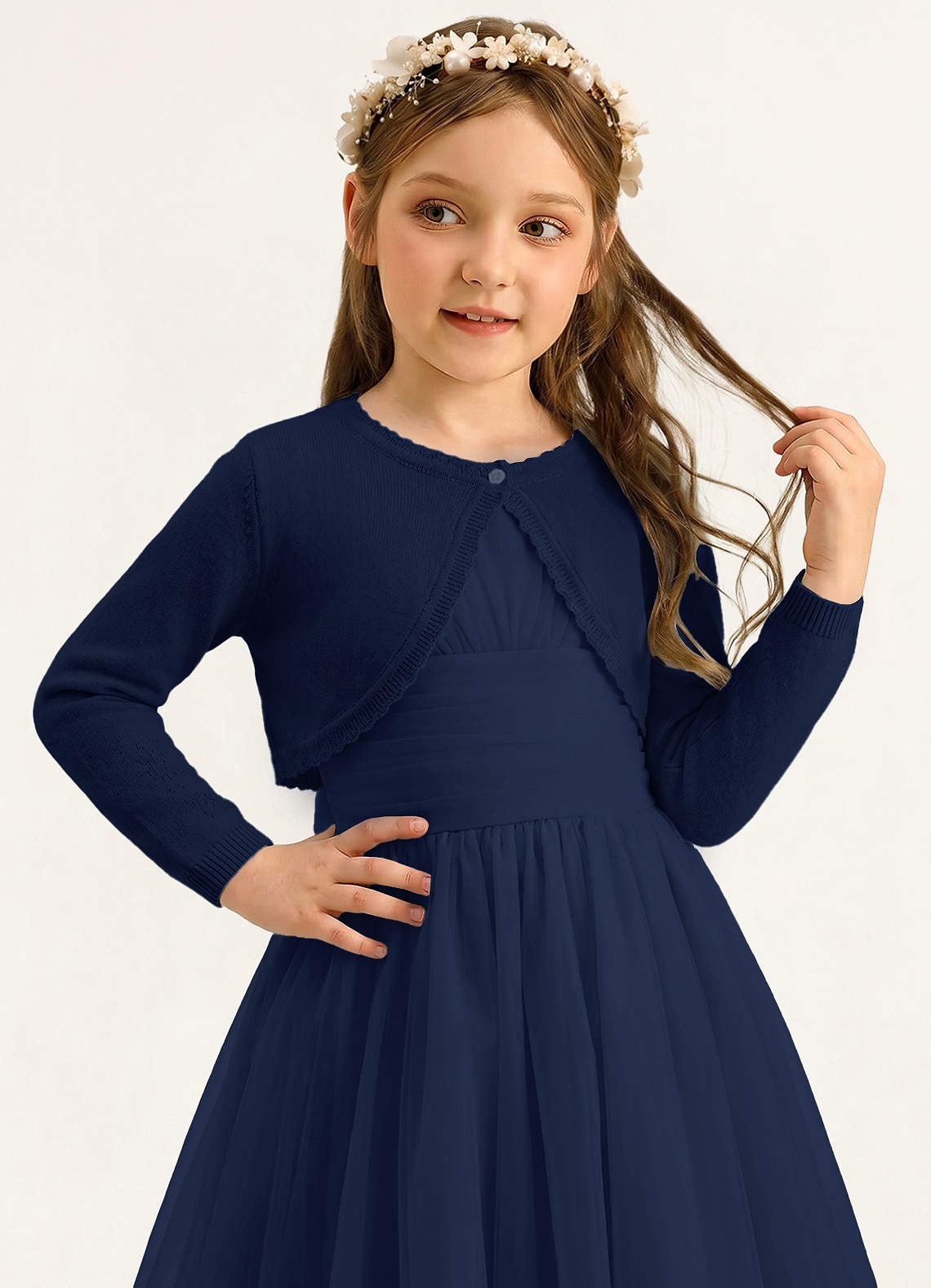 front Azazie Girls Knitted Shawl