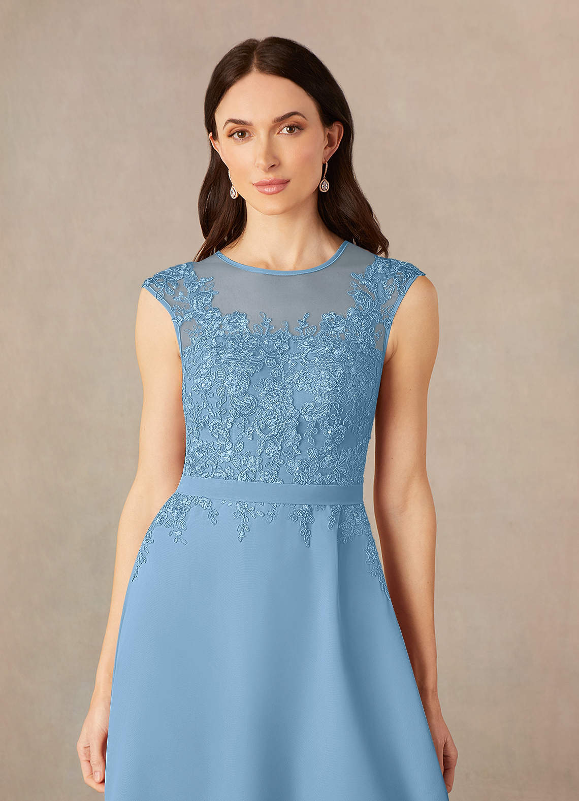 Azazie Klaus Mother of the Bride Dresses Steel Blue A-Line Scoop Sequins Chiffon Dress image4