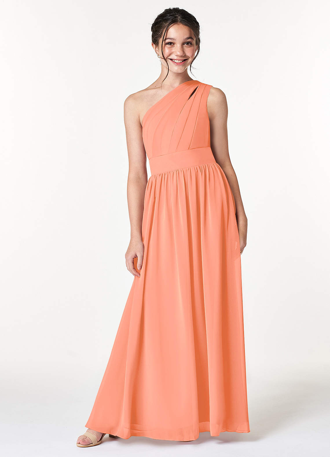 Azazie Molly Junior Sunset A-Line Pleated Chiffon Dress image1