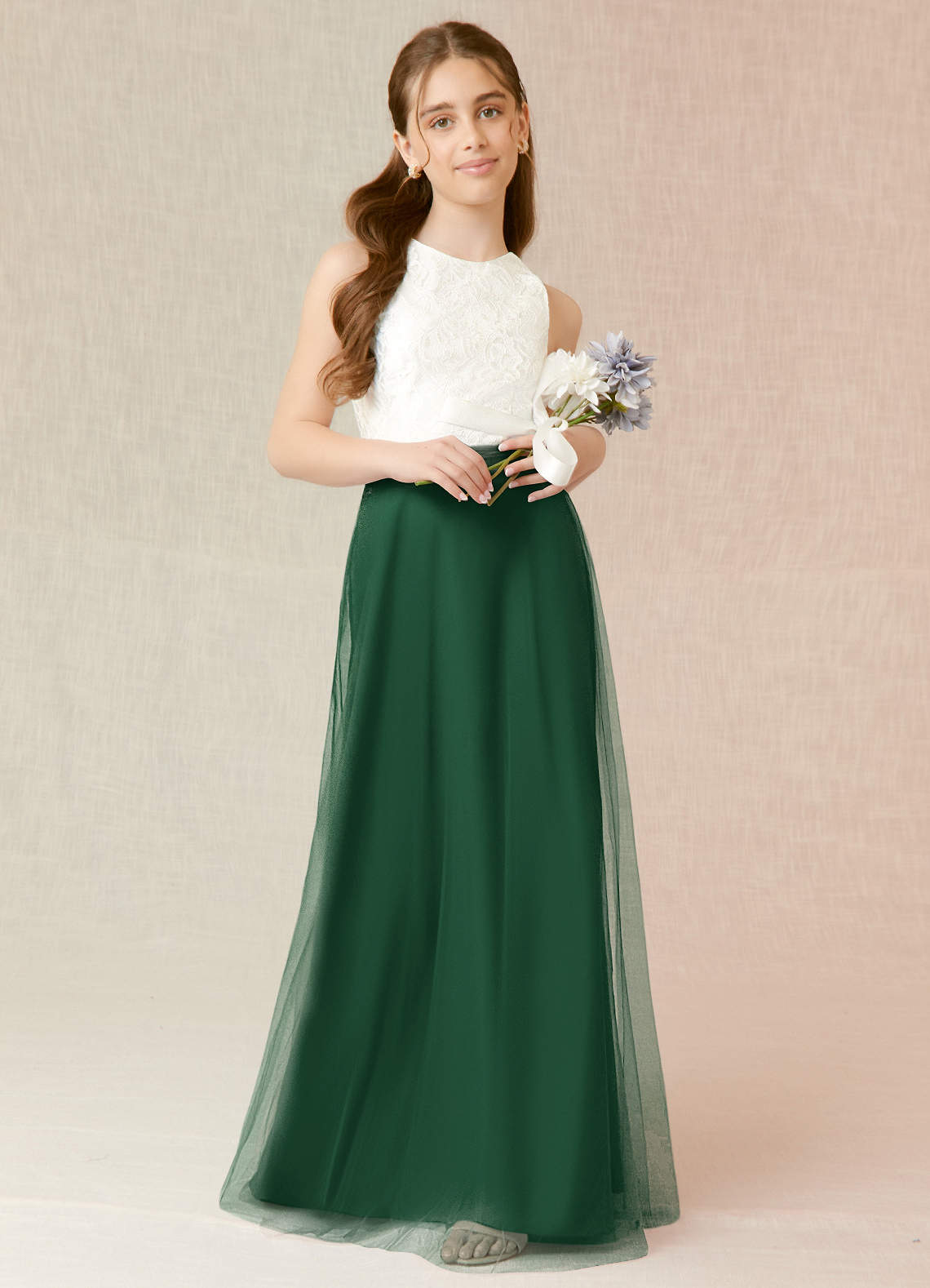 Dark green sale junior bridesmaid dresses