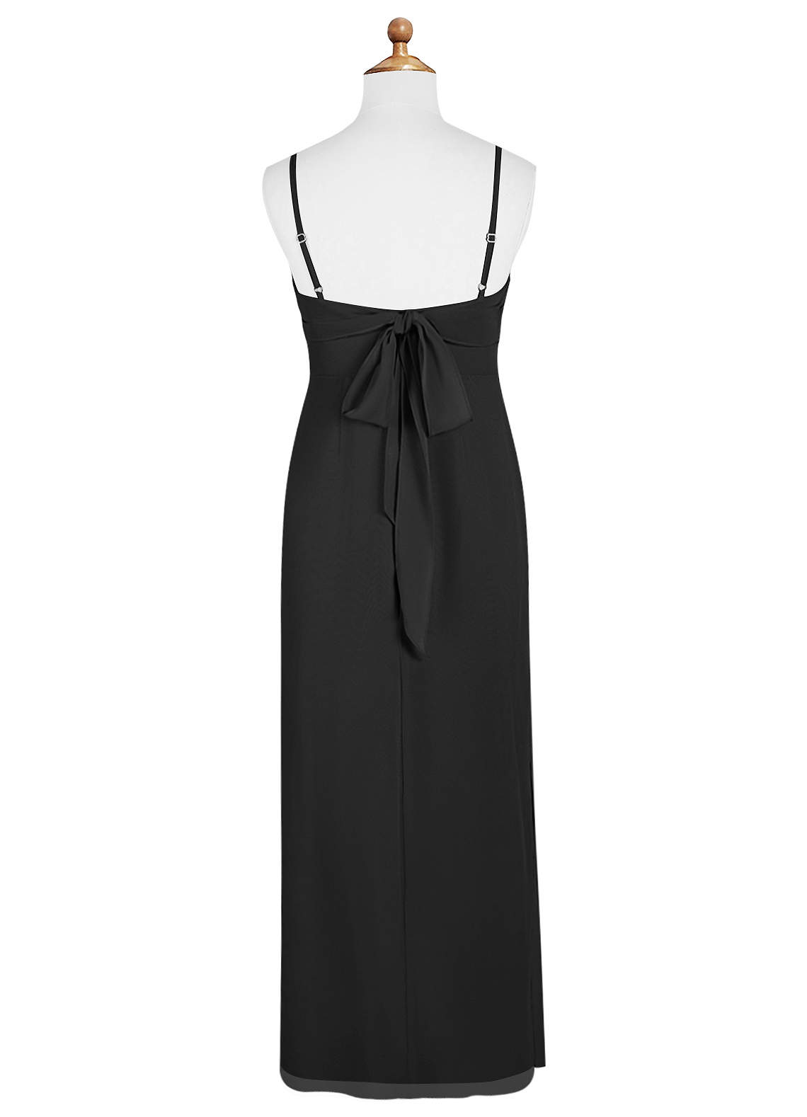 Azazie Mai Junior Black Sheath Pleated Chiffon Dress image7