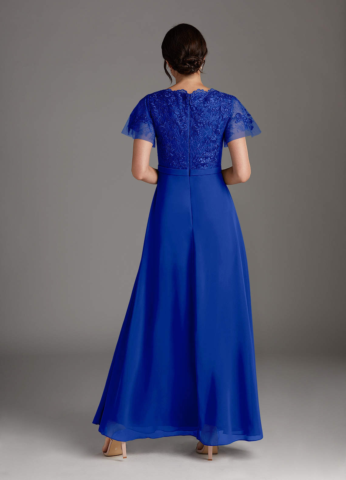green emerald velvet dress Dreamylily A-line V-Neck Floor-Length Lace Sequin Chiffon Mother of the Bride  Dress With Pleated main image 1