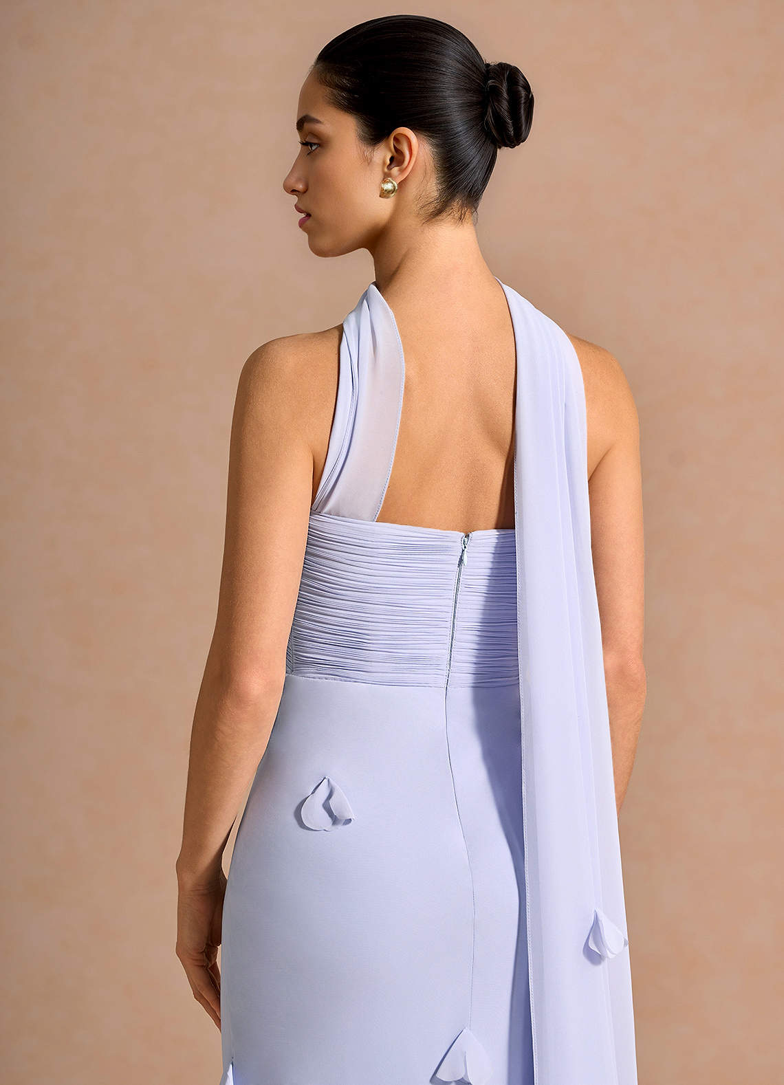 Azazie Floor-Length Maxi Dresses Mermaid Wedding Guest Formal Dresses Strapless 3D Flowers Pale Periwinkle
