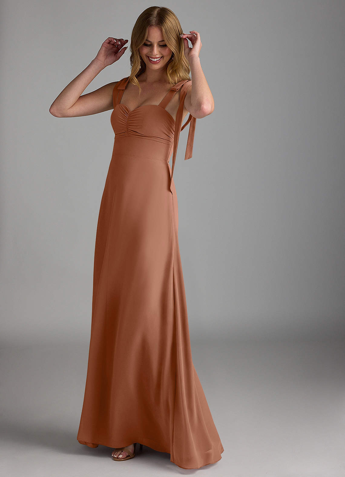 Azazie Lizet Bridesmaid Dresses Bronzer A-Line Sweetheart Neckline Chiffon Dress image1