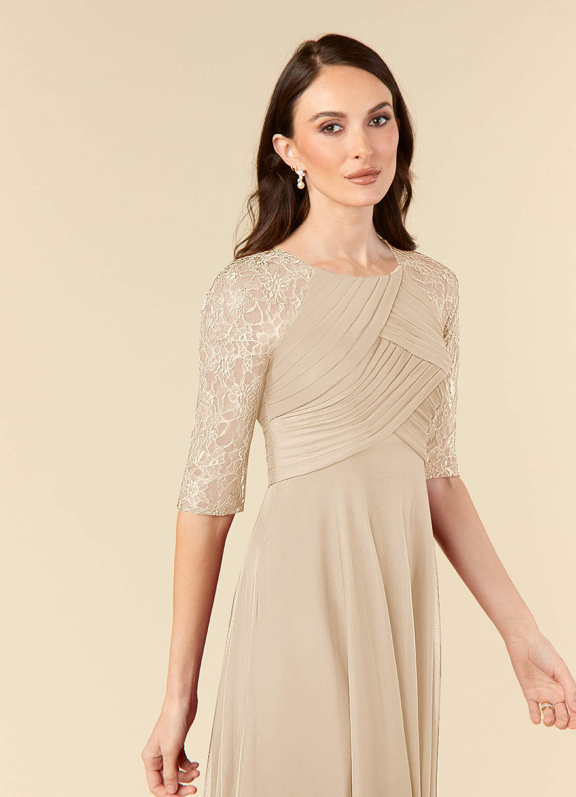 Azazie Gracelyn Champagne A-Line Lace Dress | Azazie Azazie Gracelyn Champagne A-Line Lace Dress | Azazie