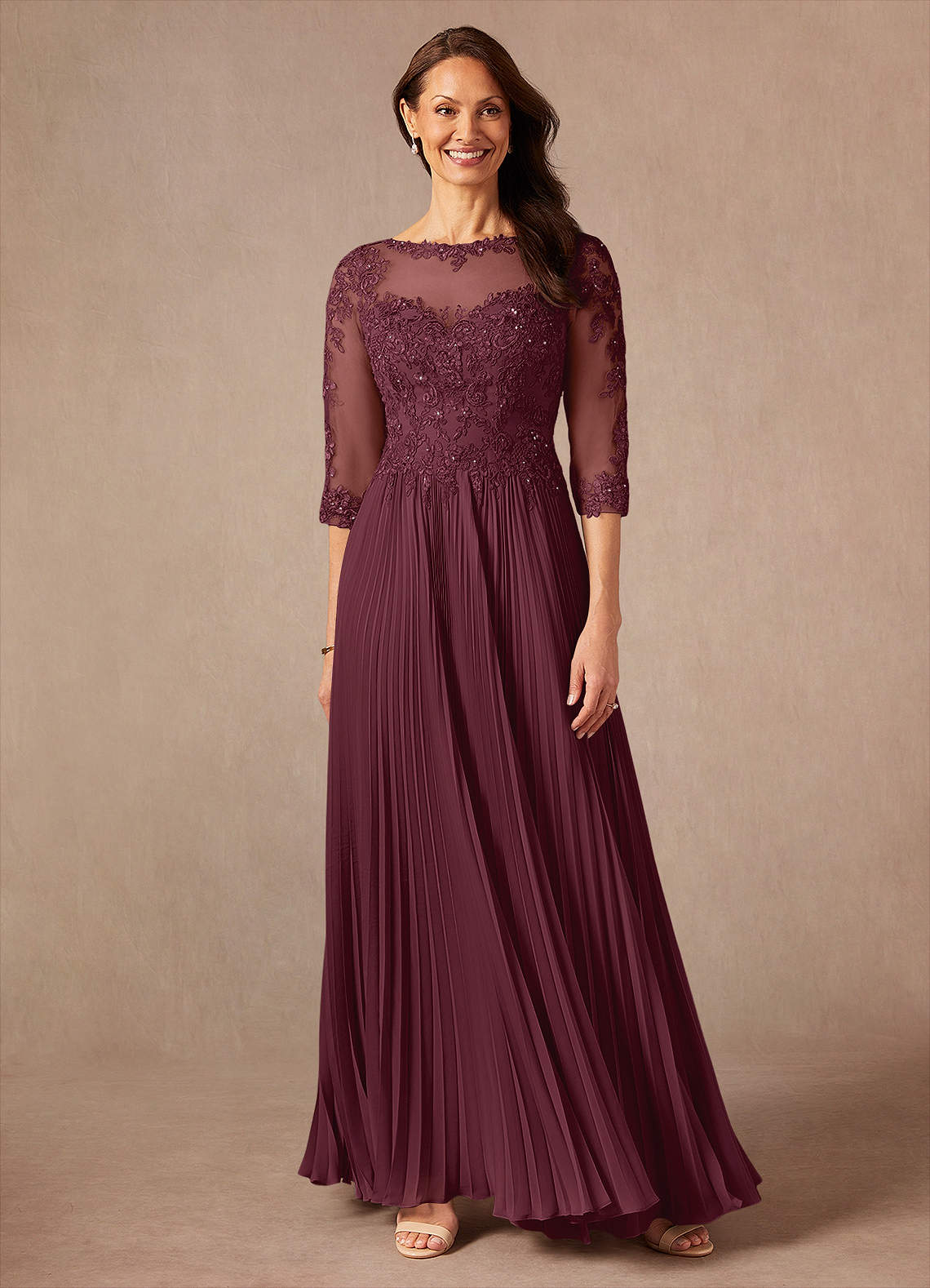 Azazie Corinne Mother of the Bride Dresses Cabernet A-Line Sequins Chiffon Dress image1