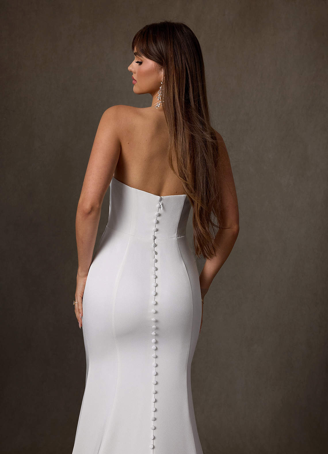 Azazie Jennet Wedding Dresses Diamond White Sheath Strapless Crepe Back Satin Dress image8