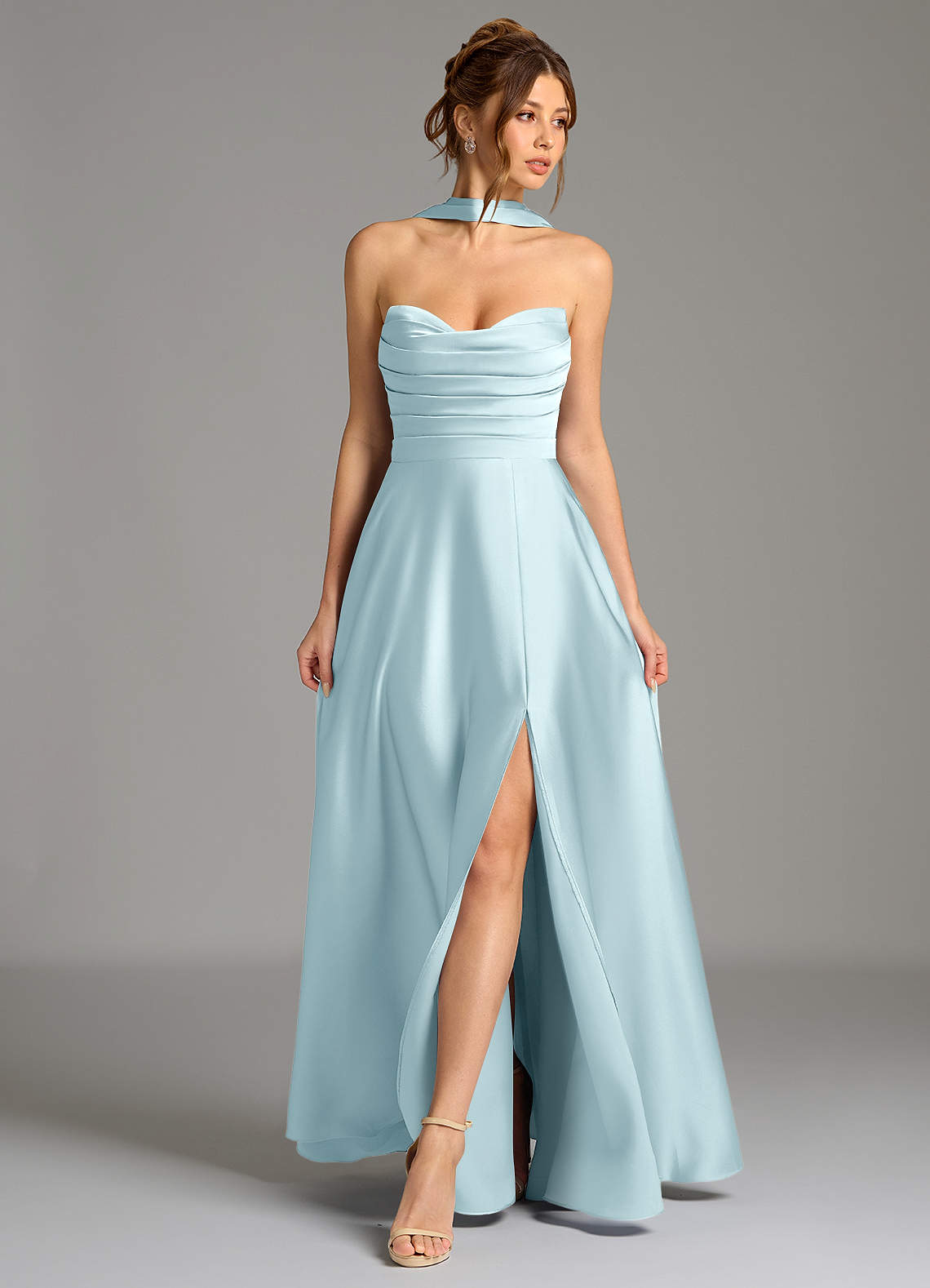 long dress with slit KissProm Sky Blue Corset Cutout Formal Slit, Pink / Custom Size blue formal dresses long Strapless Color Sonoma Goods For Life Pay With:$30.00 (Silkroll Fee: $0.75)