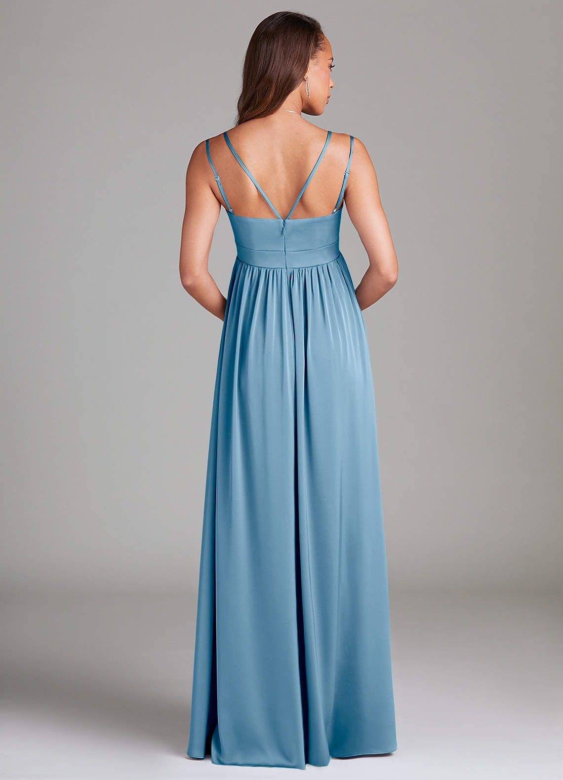 Azazie Emree Maternity Bridesmaid Dresses A-Line Stretch Satin Floor-Length Dress with Pockets image1