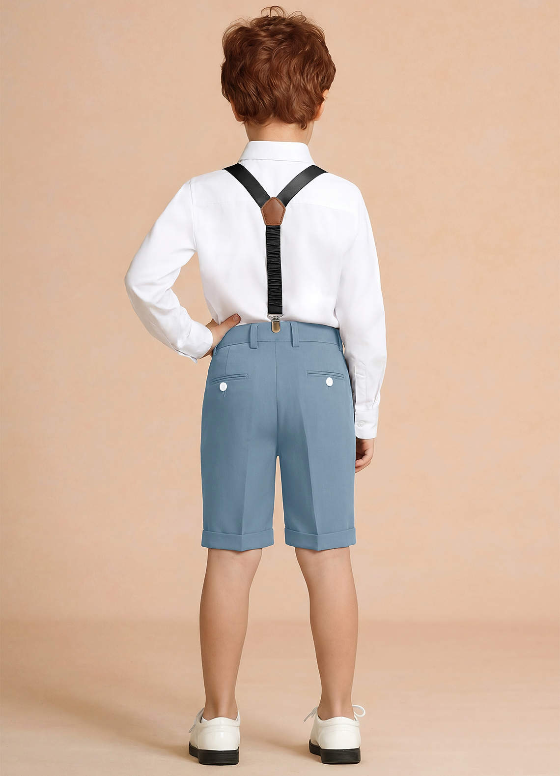 front Oliver Light Blue Boy Shorts Suit 4-Piece Set