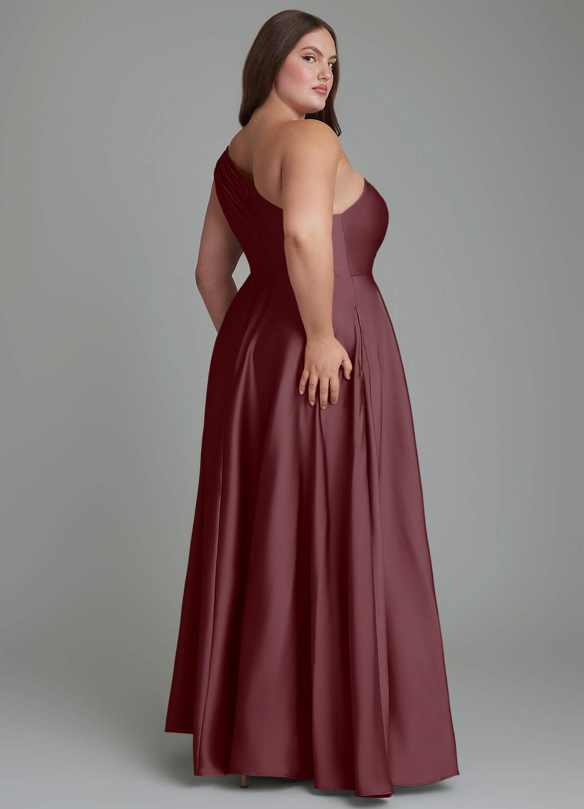 Azazie Melanie Sangria Stretch Satin Bridesmaid Dresses | Azazie