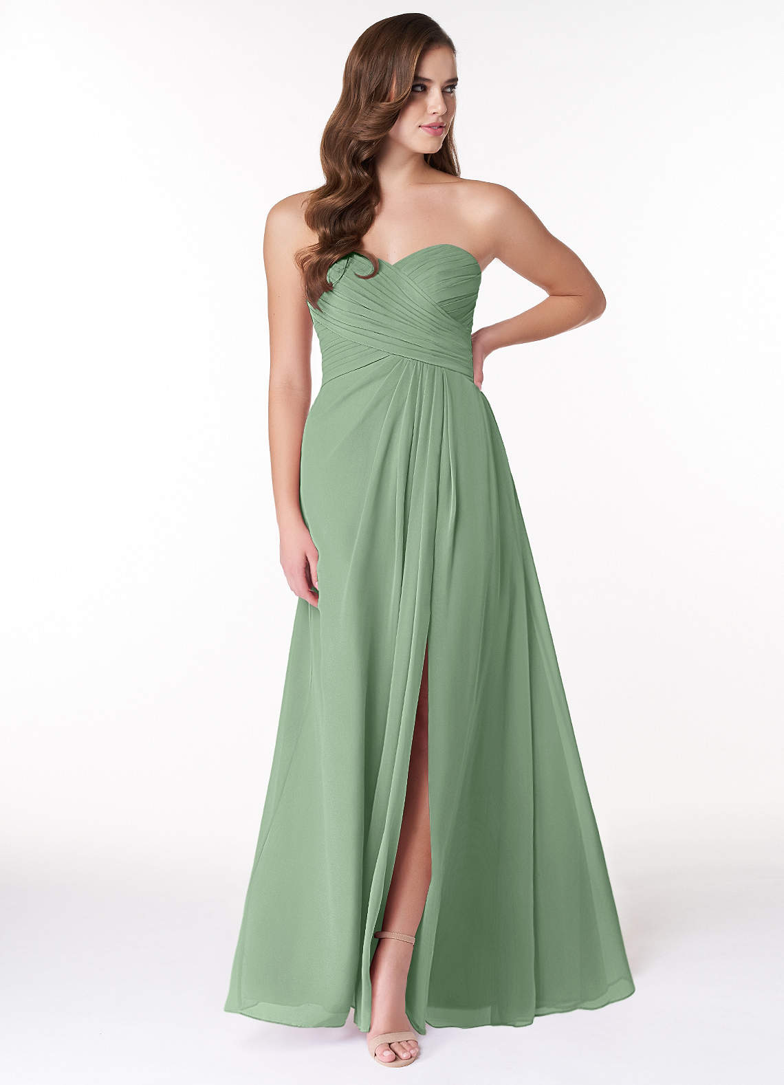Azazie Arabella Allure At-home Try On Dresses Desert Rose A-Line Sweetheart Neckline Chiffon Convertible Dress image1