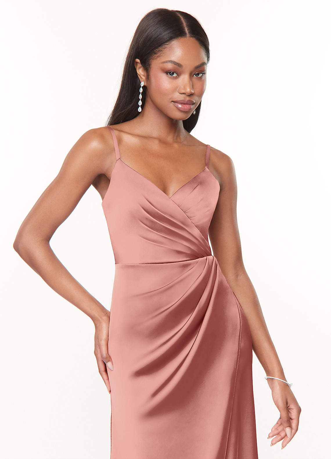 azazie maci stretch satin dress Azazie Maci Rosette Stretch Satin Bridesmaid Dresses