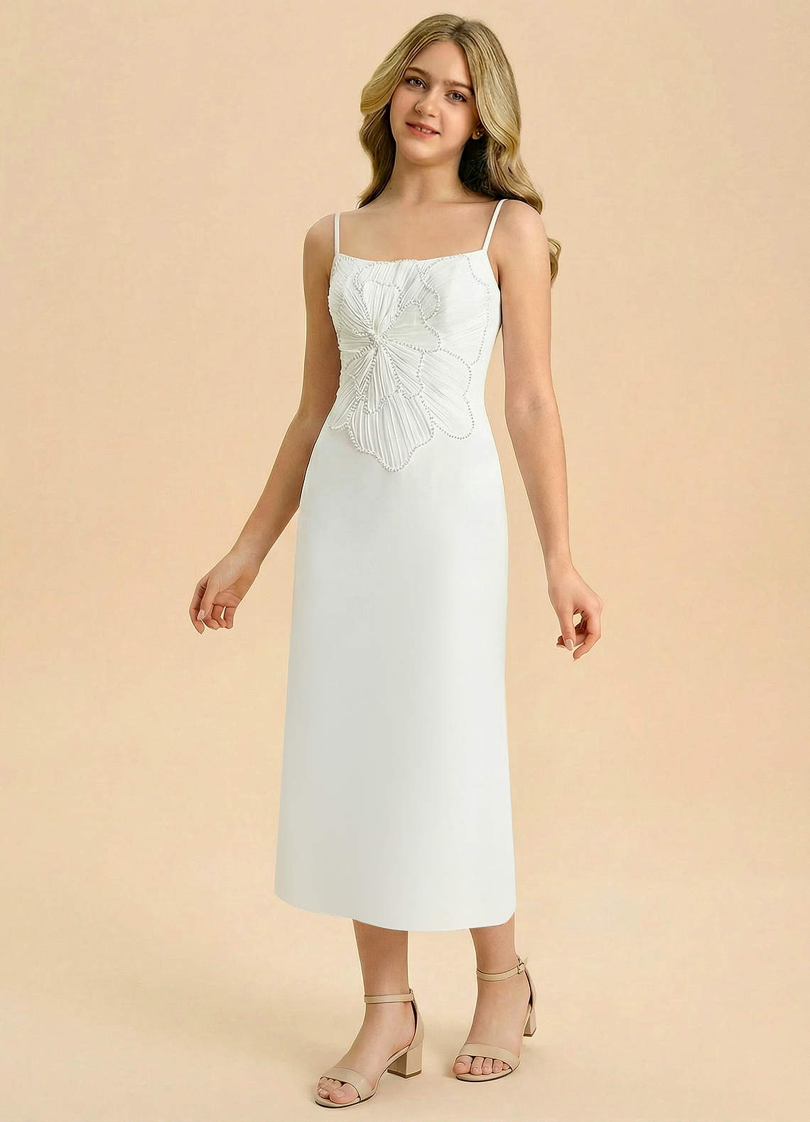 Azazie Leina Junior Formal Klä av A-Line i Dubbelsidig satin Pärlbesatt image4