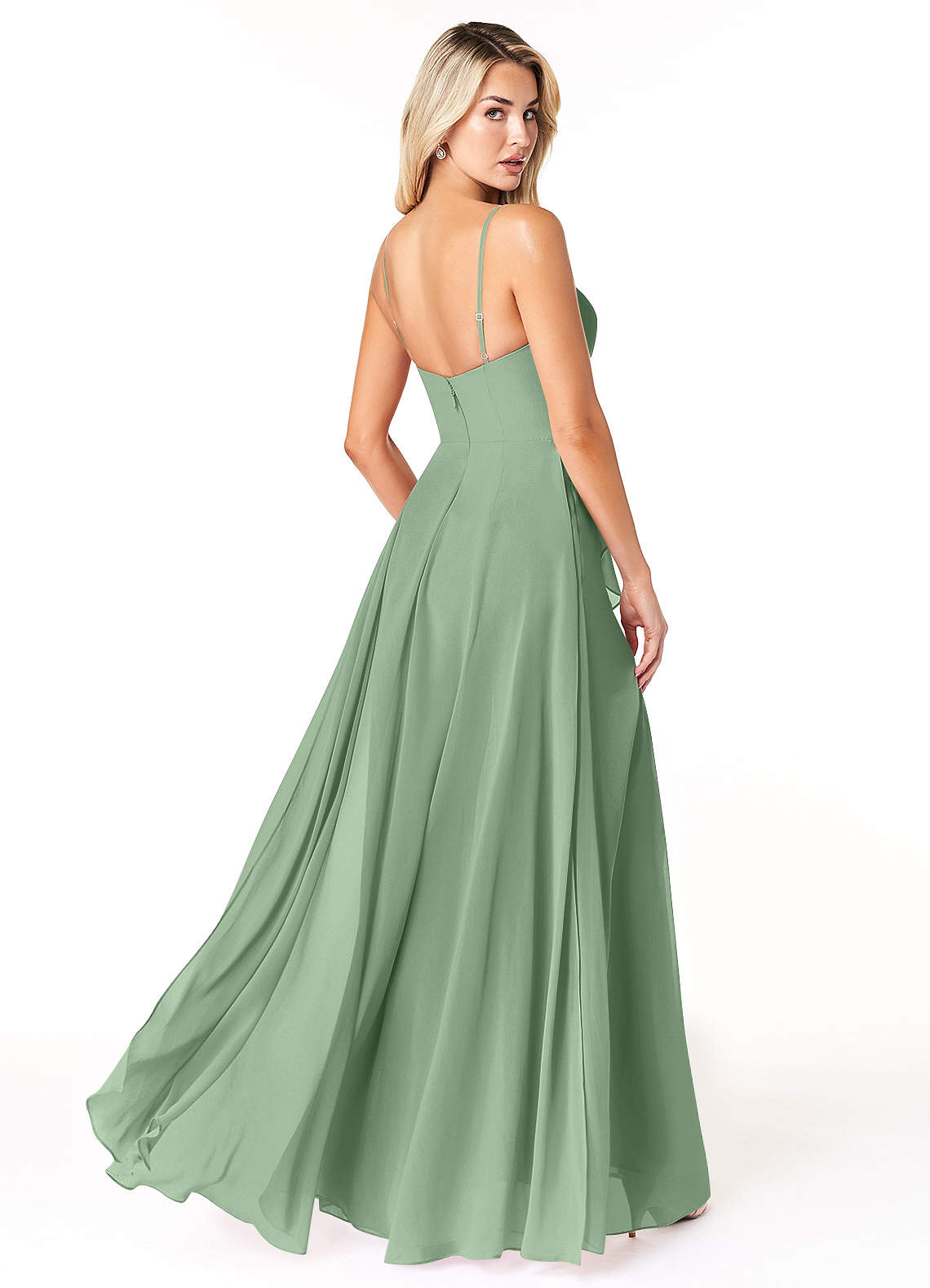 azazie emerald green bridesmaid dresses Yumi Green Velvet Wrap Midi Dress With Contrast Hemline main image 0