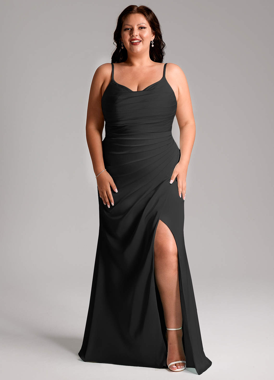 a*a様 DRAZEE Azazie Deandra Black Stretch Satin Bridesmaid Dresses | Azazie