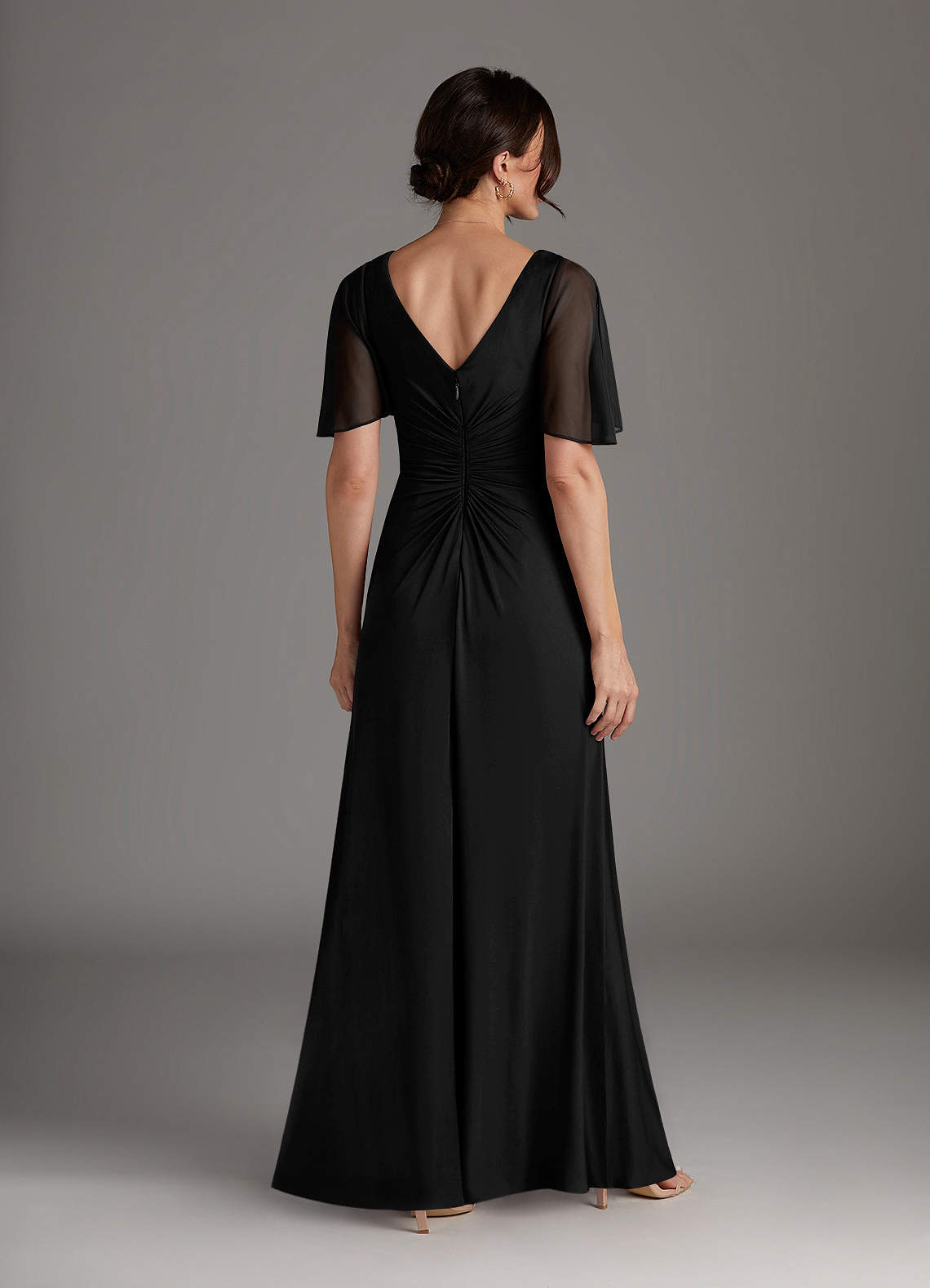 Azazie Sicily Black A-Line Pleated Jersey Dress Ready to Ship | Azazie Azazie Sicily Black A-Line Pleated Jersey Dress Ready to Ship | Azazie
