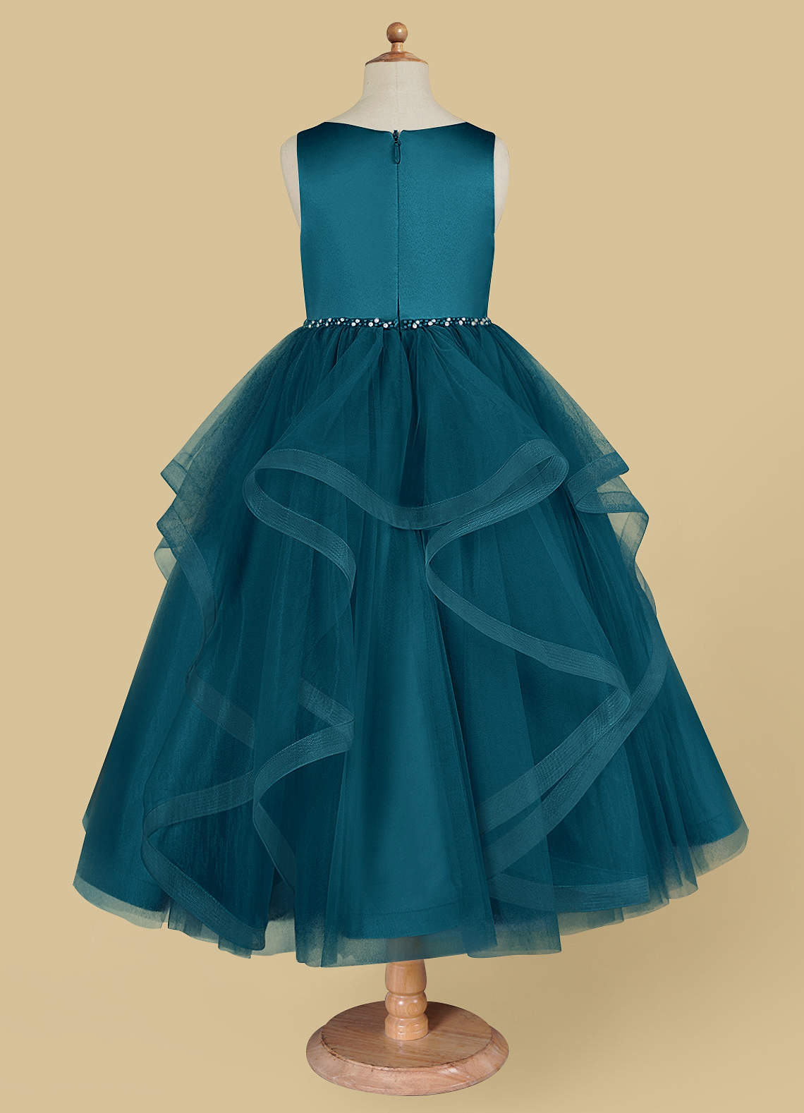 Azazie Sofia Ink Blue A-Line Beaded Tulle Dress | Azazie