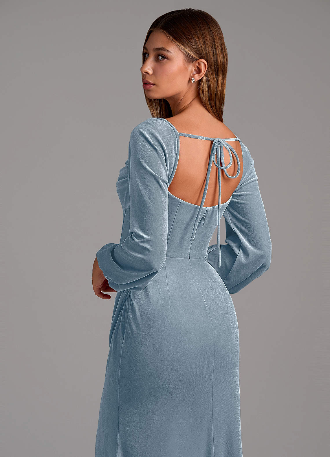 dusty blue velvet dress BABARONI BABARONI Velvet Plum Bridesmaid Dresses One Shoulder Floor-length Spaghetti Straps Sheath/Column, Plum / US18