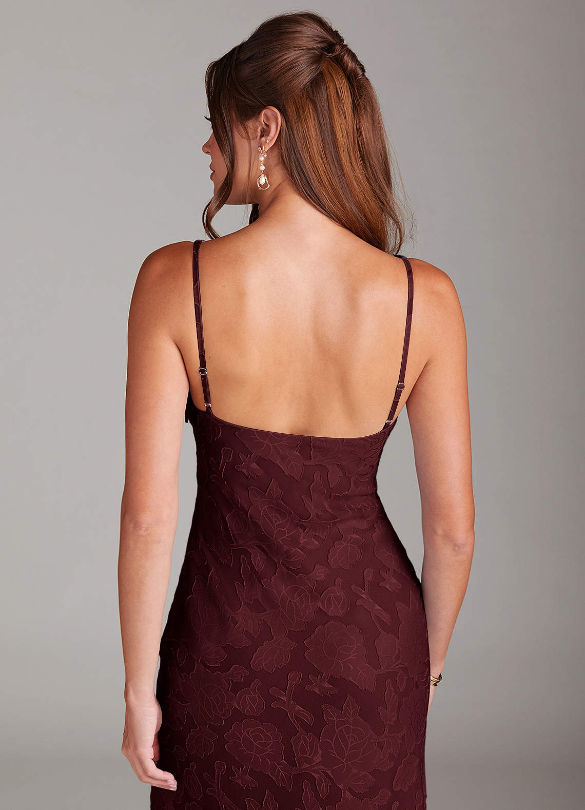 Azazie Tianna Bridesmaid Dresses Cabernet Sheath Lace Floral Burnout Dress image6