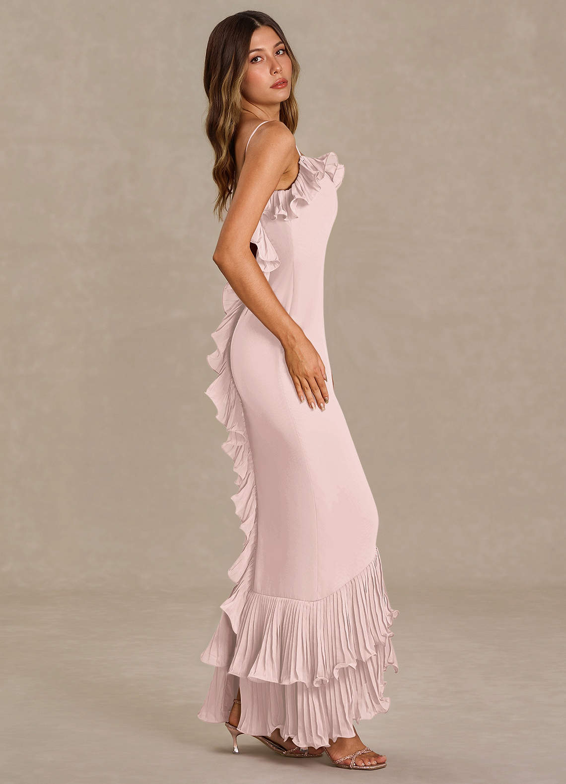 frill mini dress Auguste Tiered Frill Mini Dress Blush