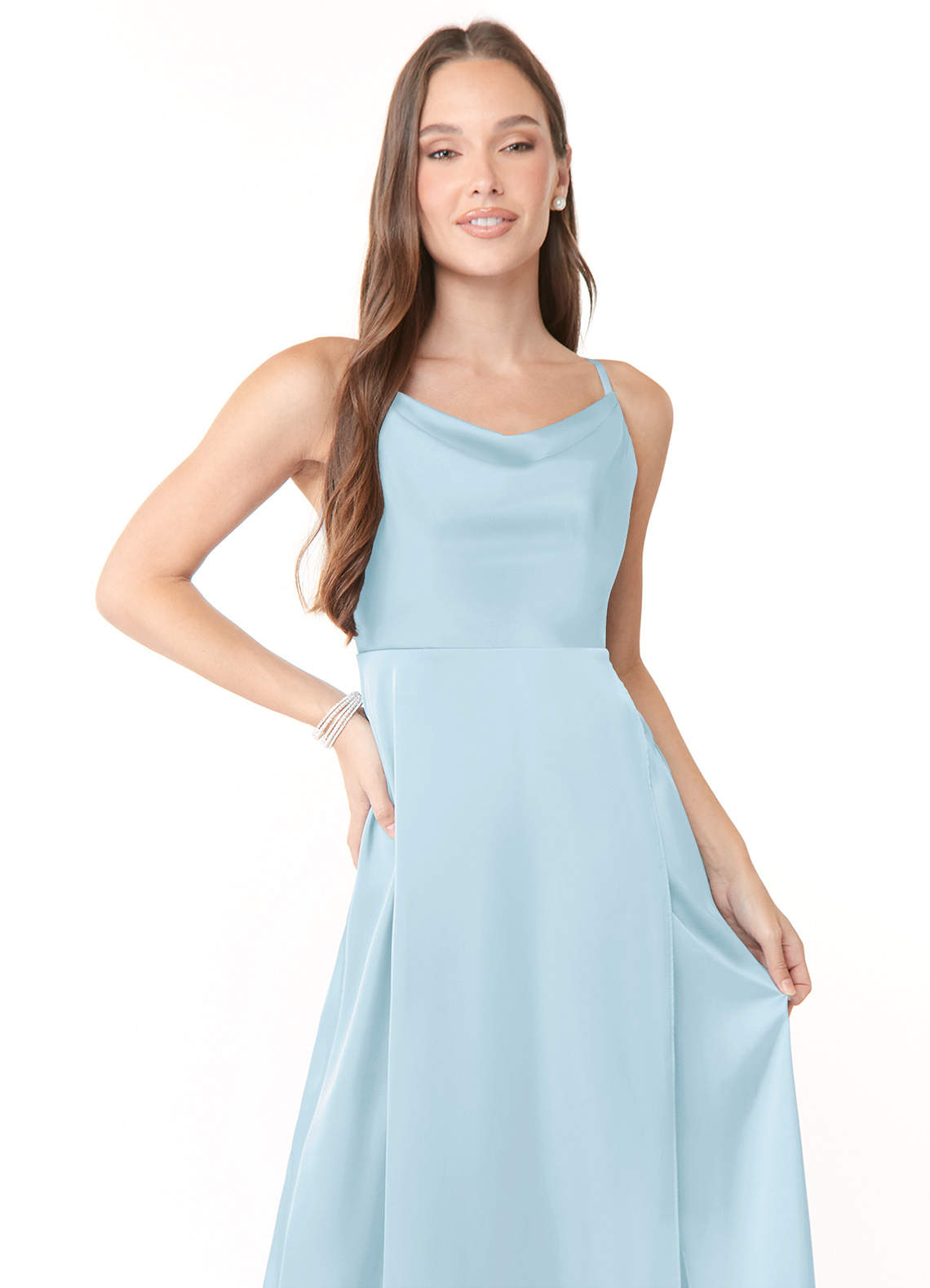 azazie naomie stretch satin dress Azazie Naomie
