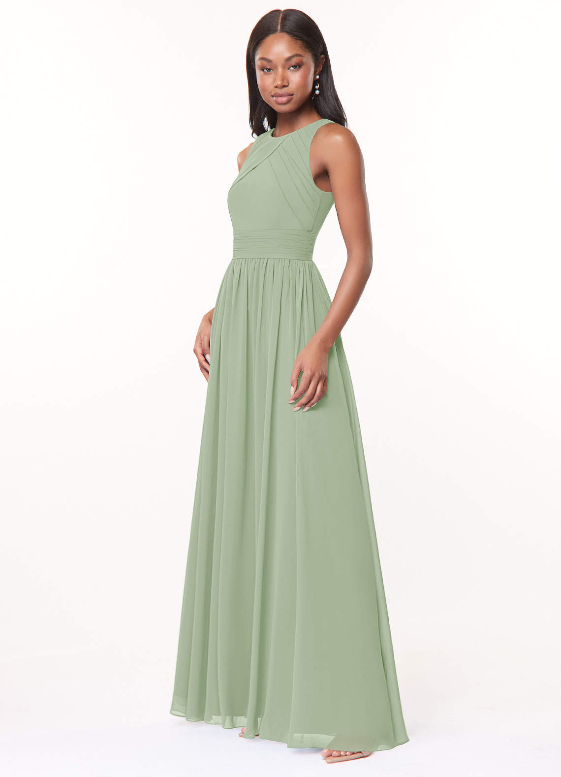 Azazie Harper Abiti da Damigella in Verde Salvia Azazie