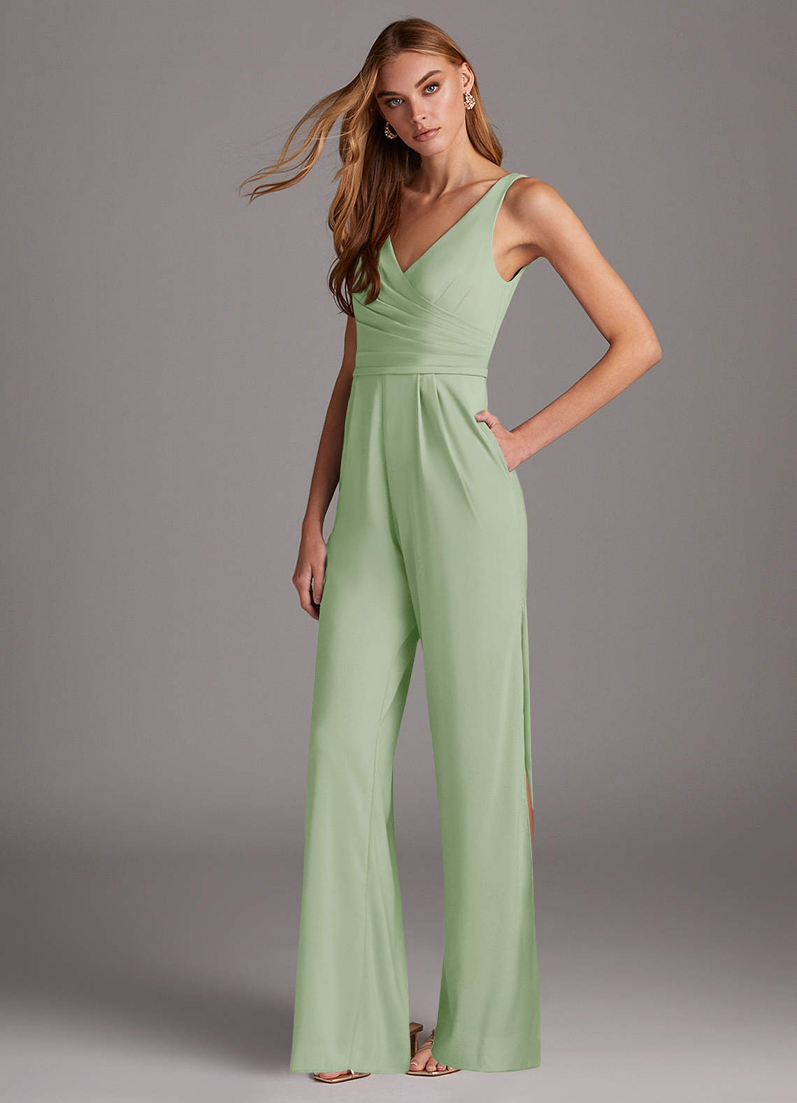 Azazie Ida Brudtärnklänningar Jumpsuit av i Stretch chiffong Plisserad image1