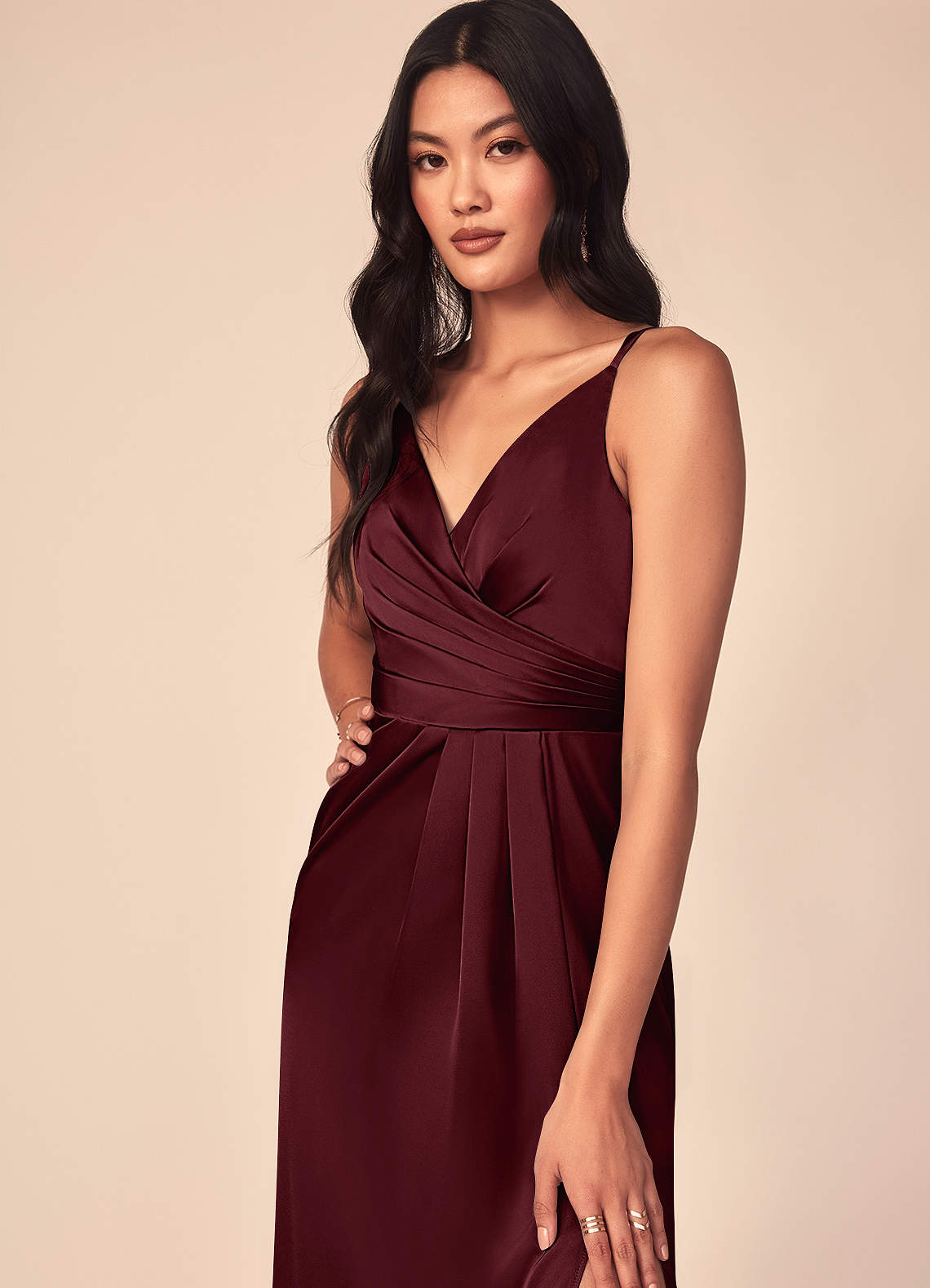 azazie aqua stretch satin dress Azazie Aqua