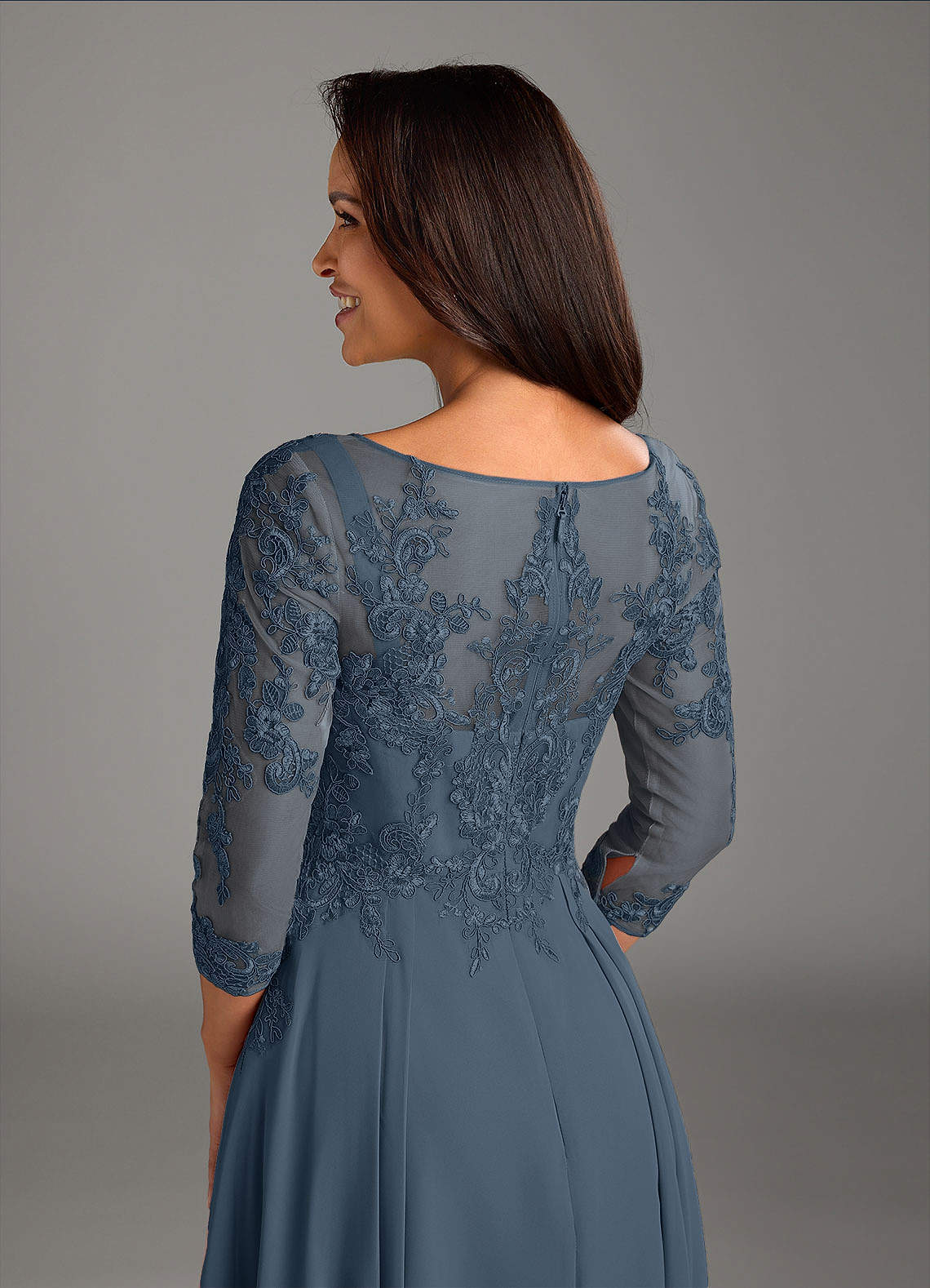Azazie Marge Mother of the Bride Dresses Neptune A-Line Scoop Lace Chiffon Dress image3