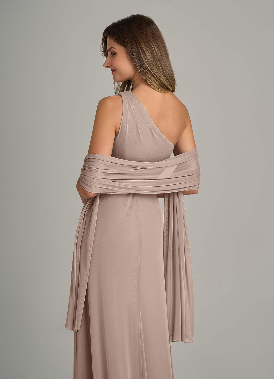 front Azazie Matching Color Ireland Mesh Shawl