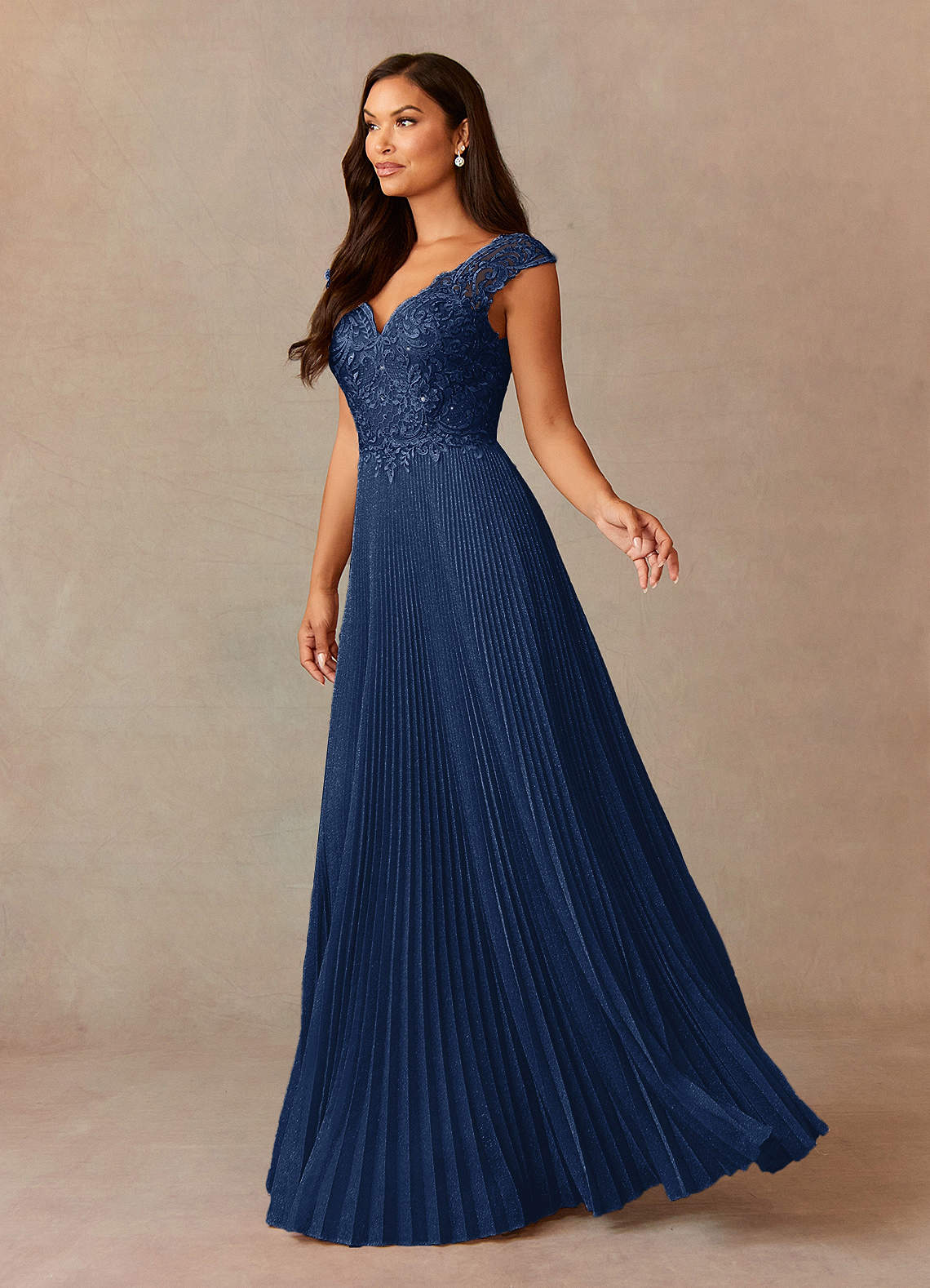 Upstudio Vandalia Dark Navy A-Line V-Neck Shimmer Knit Dress