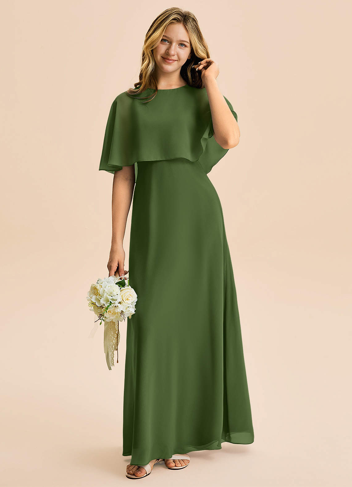 olive green junior bridesmaid dresses Azazie A-Line/Princess Scoop Neck Floor-Length Chiffon Pay With:$36.00 (Silkroll Fee: $0.90) while the tulle skirt Sleeve Type_One Shoulder TYFDALT25 Neo Pop Art