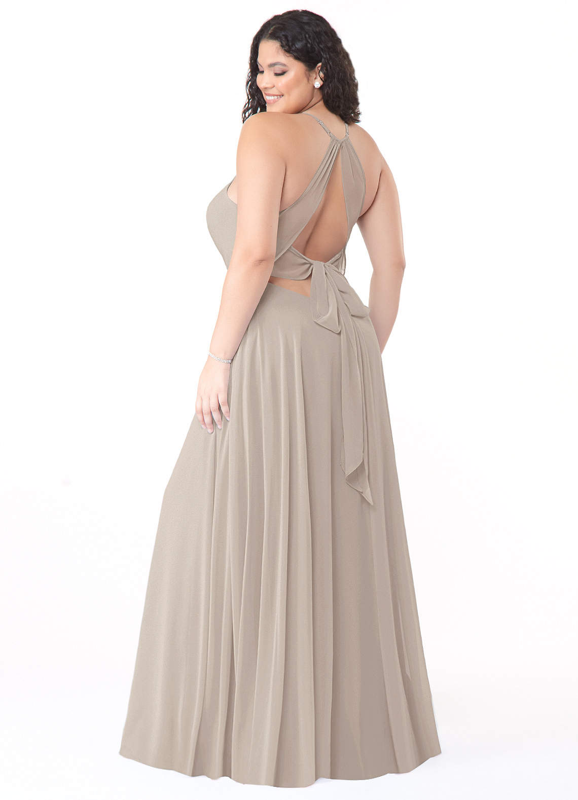 Azazie Evalleen Bridesmaid Dresses Frost A-Line Pleated Chiffon Dress image1