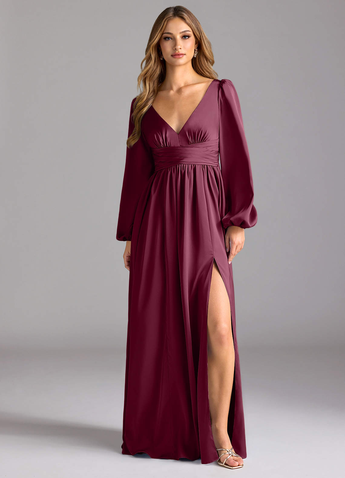 Azazie Norah Bridesmaid Dresses Mulberry A-Line Stretch Satin Dress image1