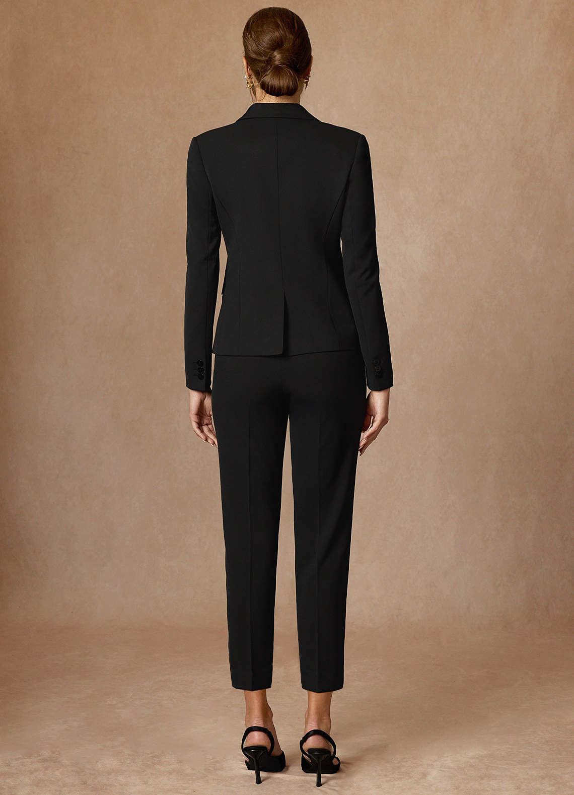 front Victoria Black Refined Weave Cropped Dress Pants