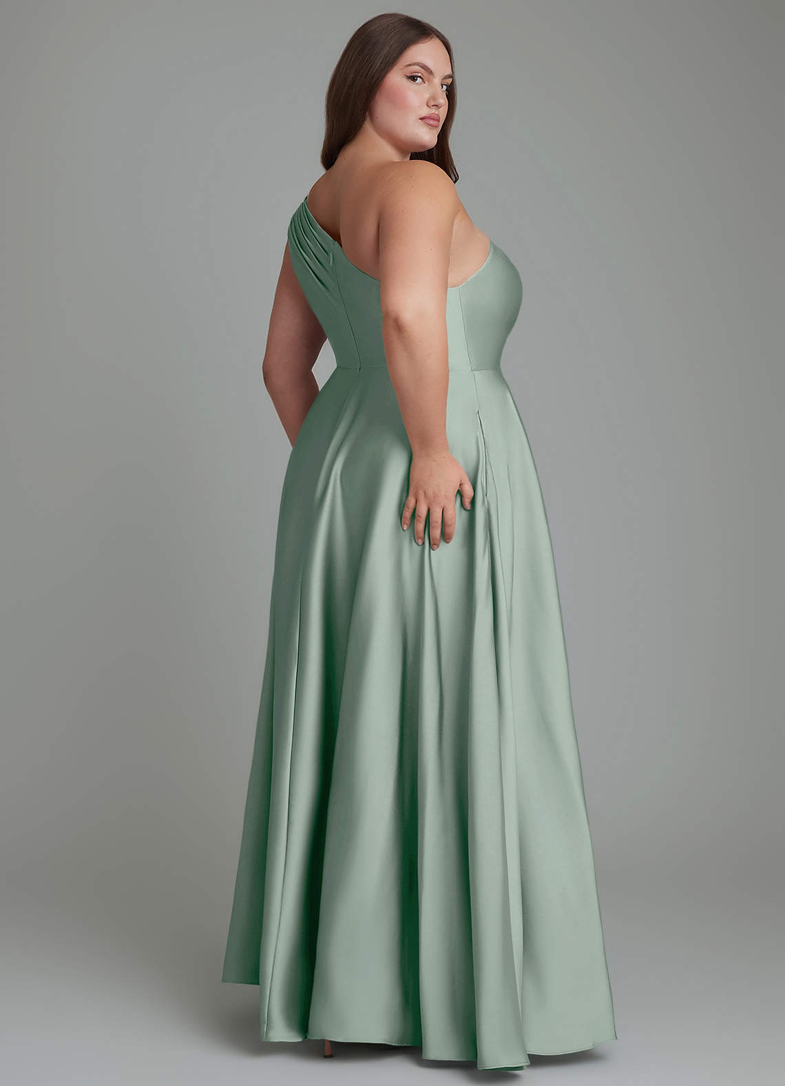 Azazie Melanie Agave Stretch Satin Bridesmaid Dresses | Azazie