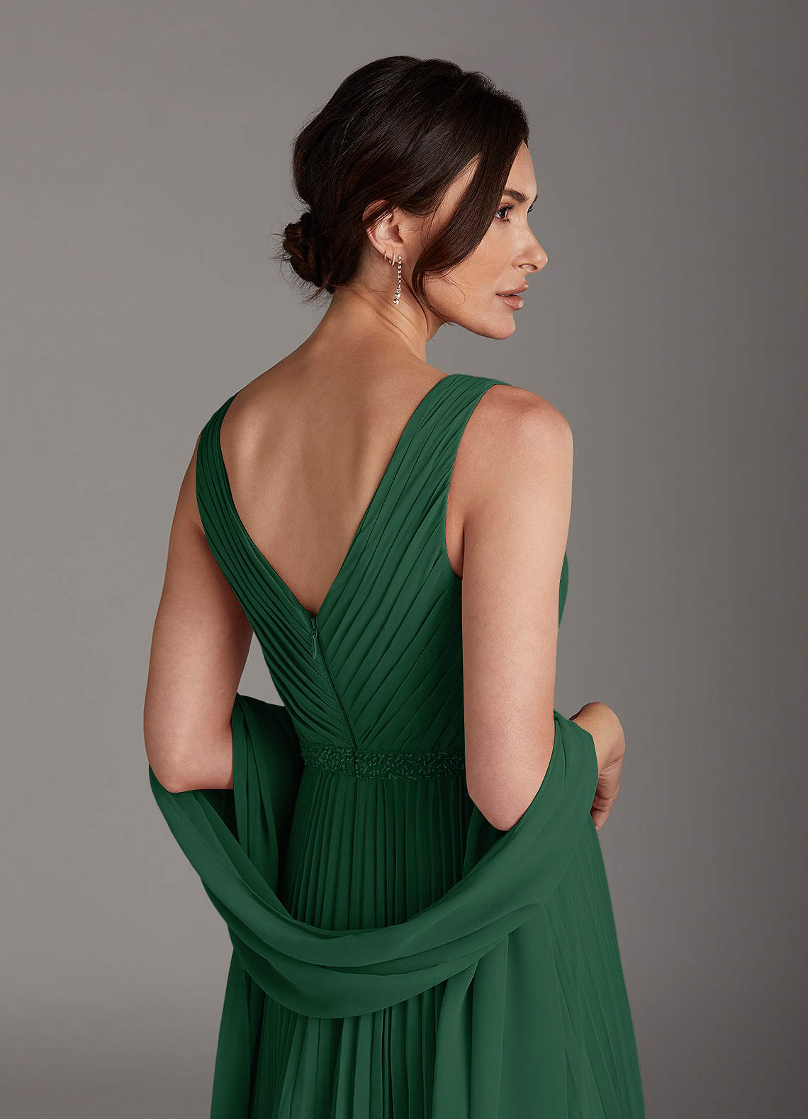 Azazie Kris Mother of the Bride Dresses Dark Green A-Line Sequins Chiffon Dress image4