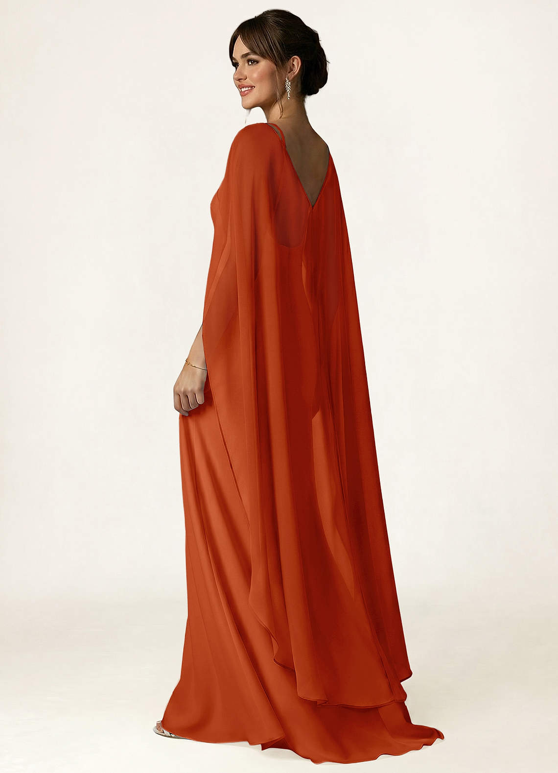 front Azazie Knot-Front Chiffon Long Cape