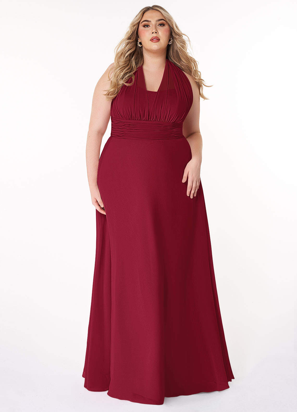 Azazie Fifi Bridesmaid Dresses Burgundy A-Line Strapless Chiffon Convertible Dress image1