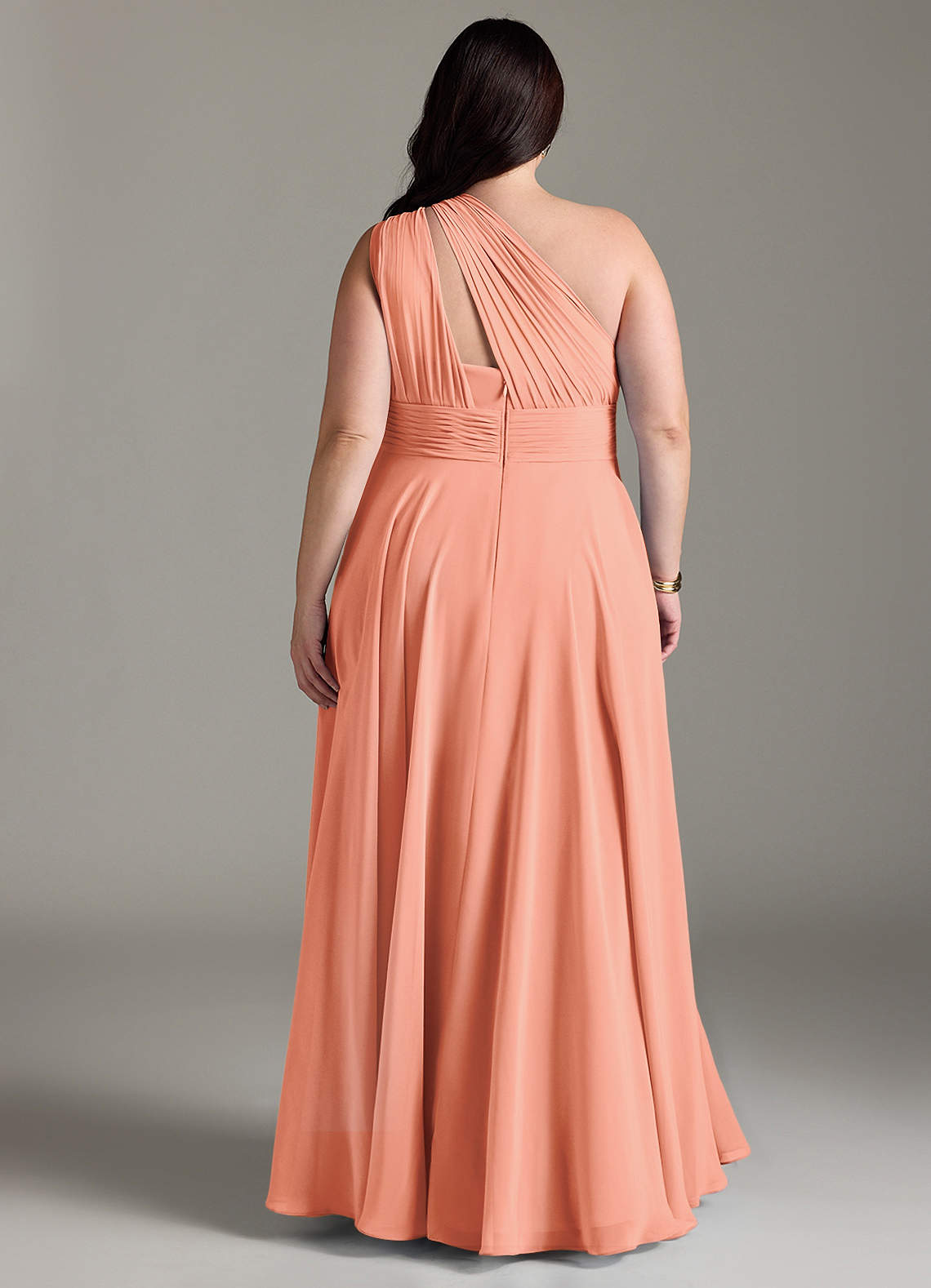 Azazie Charlize Vestidos de damas de honor Vestido de Atardecer de Gasa de Corte en A con Hombro unilateral image7