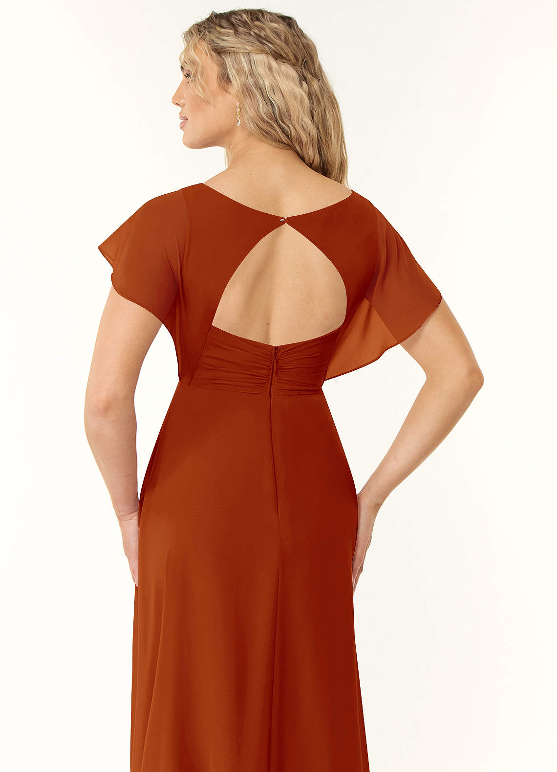 Azazie Rylee Probar vestidos en casa Vestido de Salvia Polvorienta de Gasa de Corte en A con Plisado image1